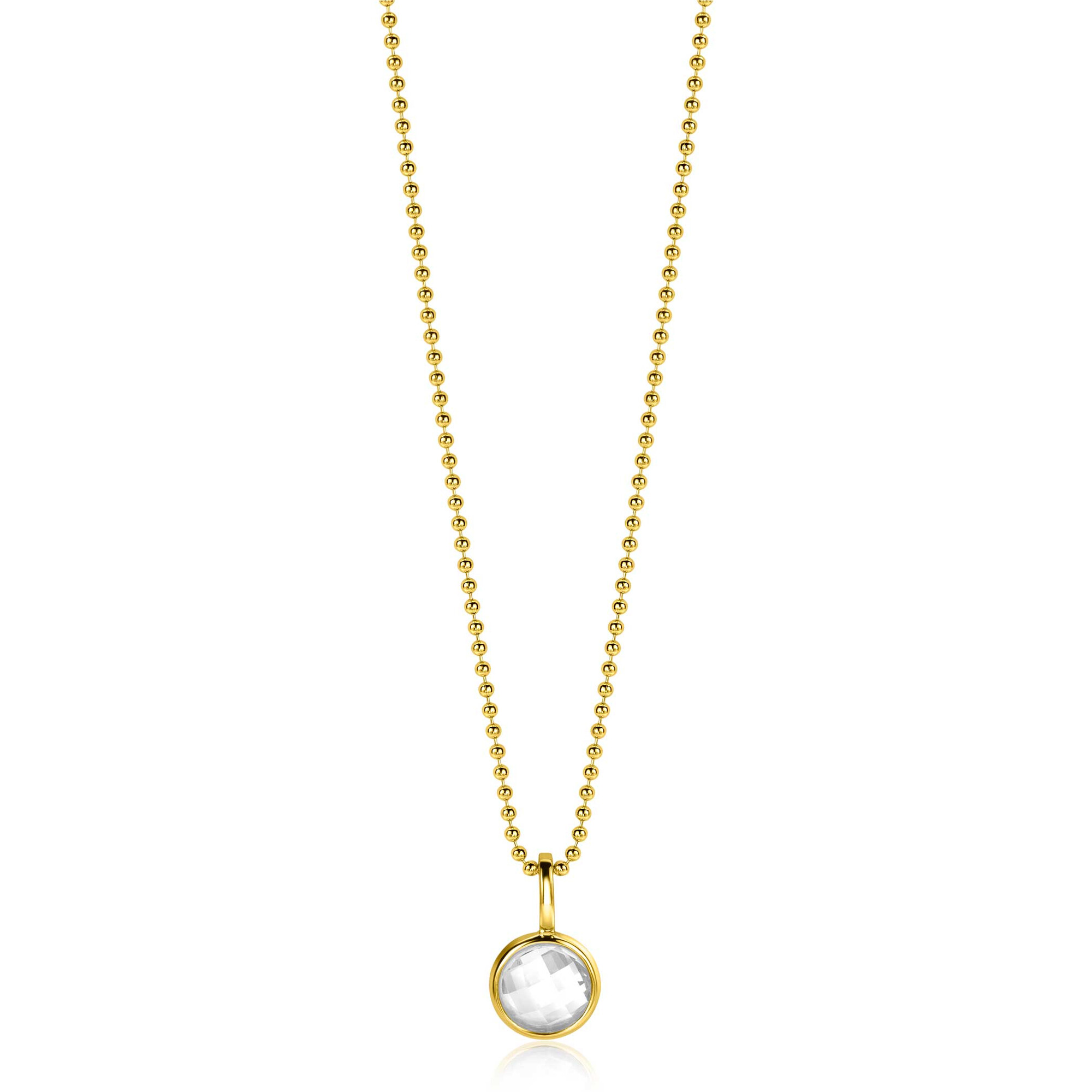 APRIL hanger 8mm gold plated geboortesteen diamant wit zirconia (zonder collier)