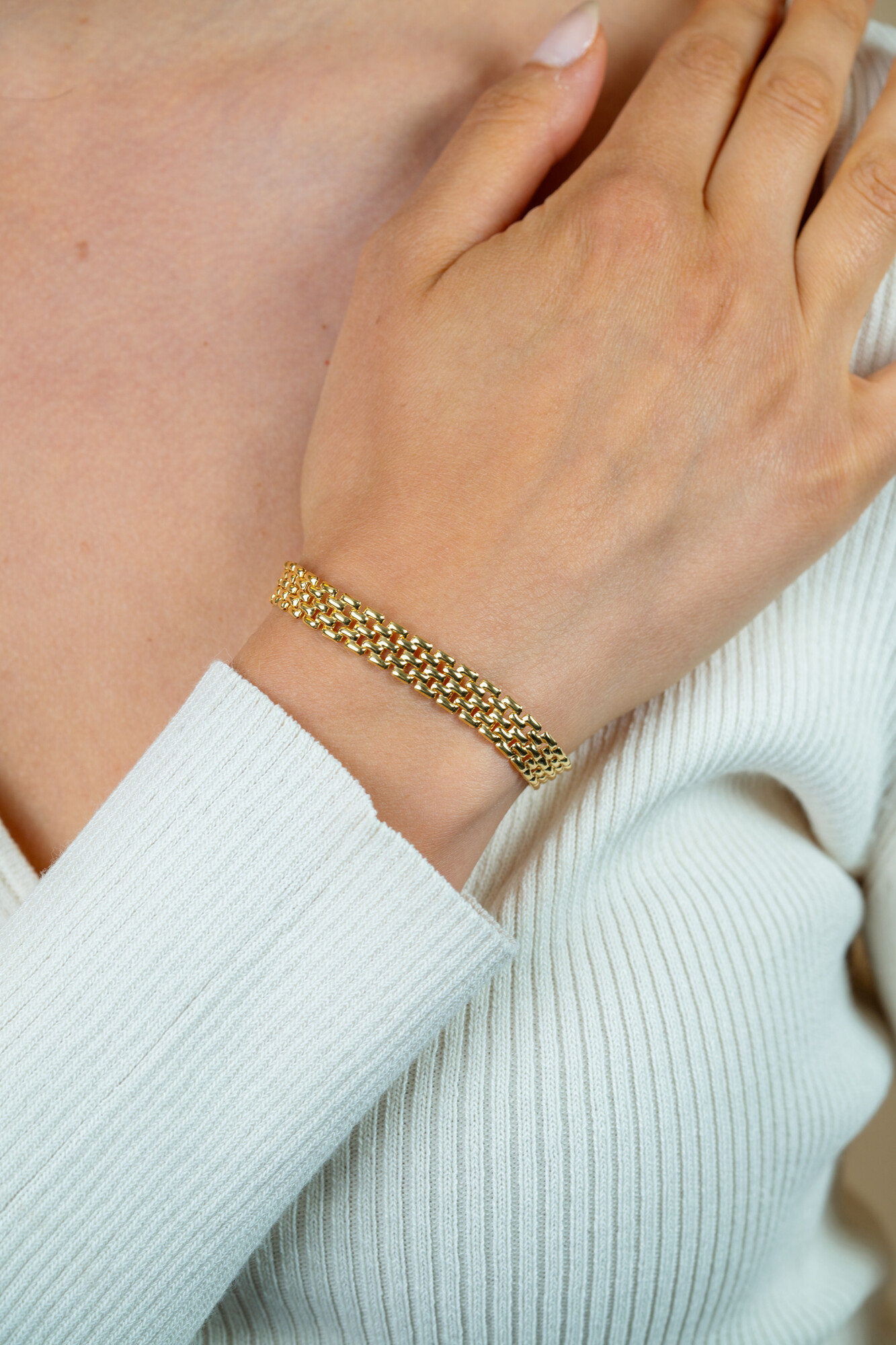 ZINZI gold plated zilveren armband met 8mm brede rolex-style schakel 16,5-20cm ZIA2289G