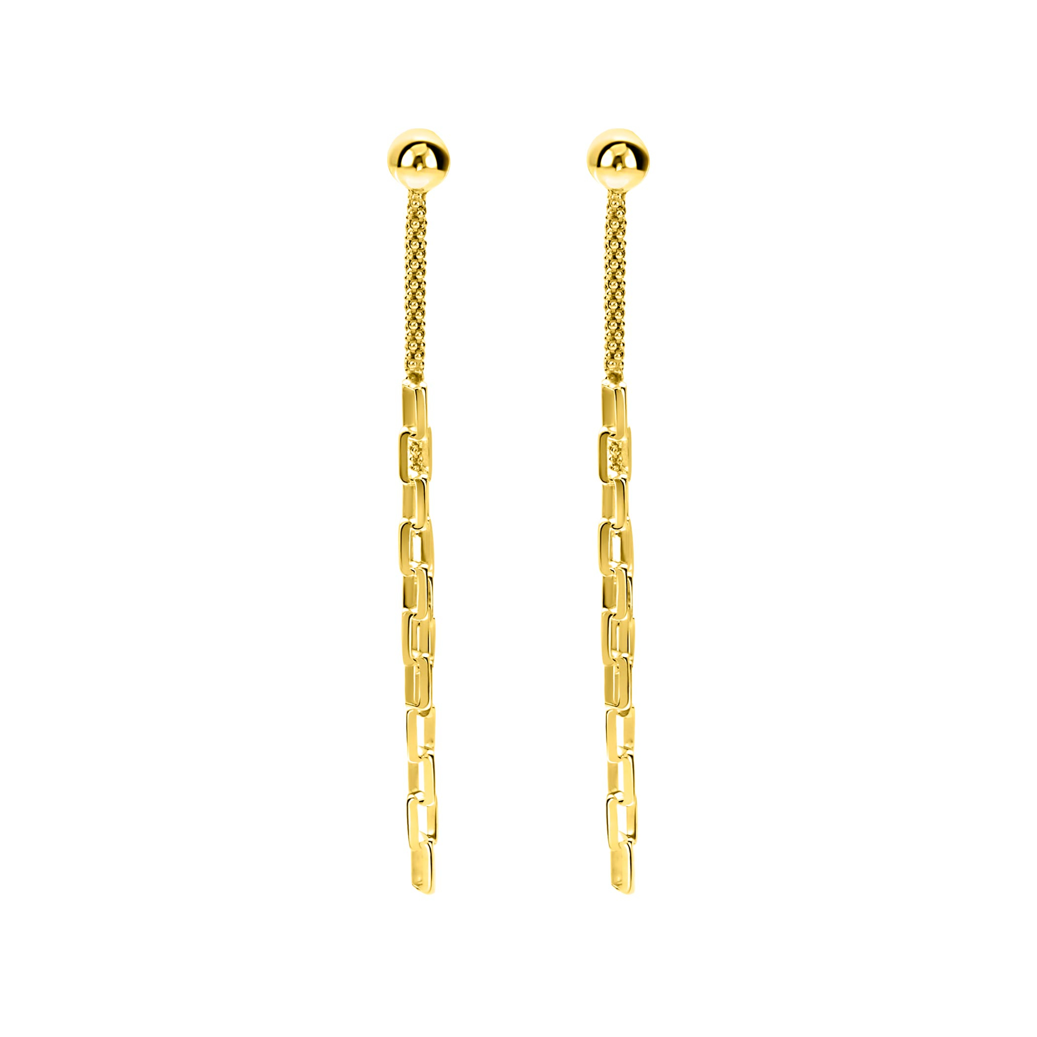 65mm ZINZI gold plated zilveren multi-look oorstekers met bungelende paperclip schakels ZIO2709G