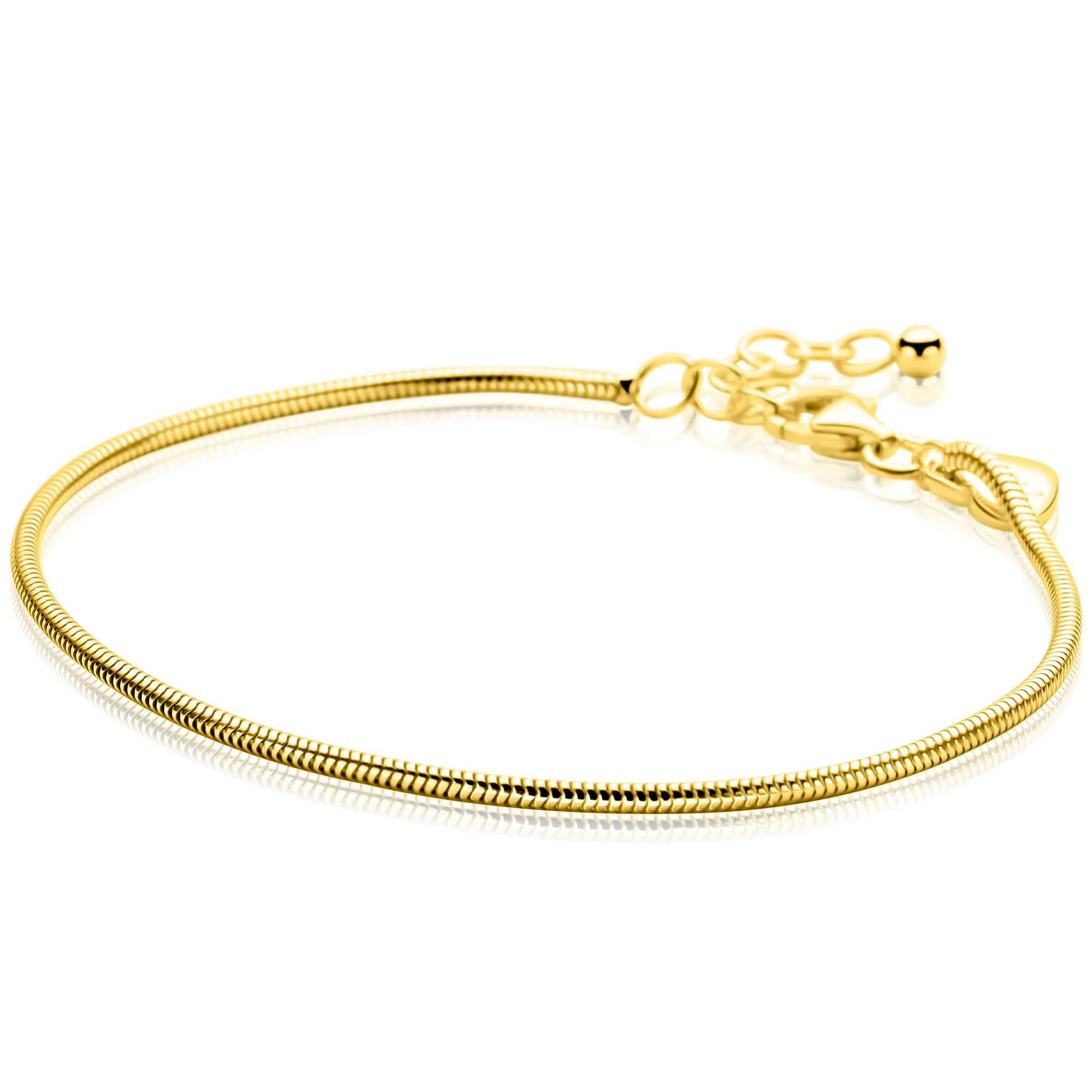 ZINZI gold plated zilveren ronde slangen armband (1,6mm breed) 17-20cm ZIA2848G