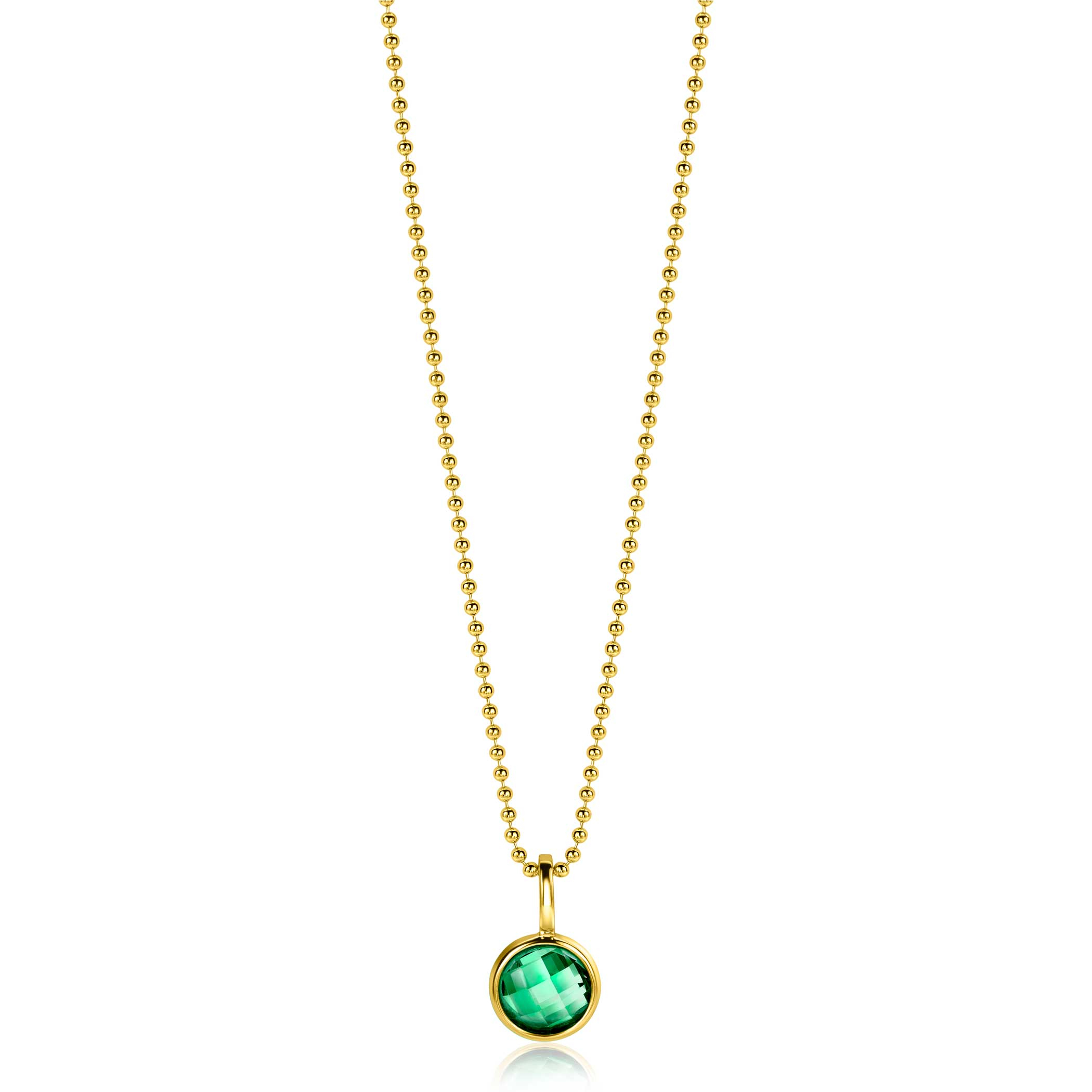 MEI hanger 8mm gold plated geboortesteen groen smaragd zirconia (zonder collier)