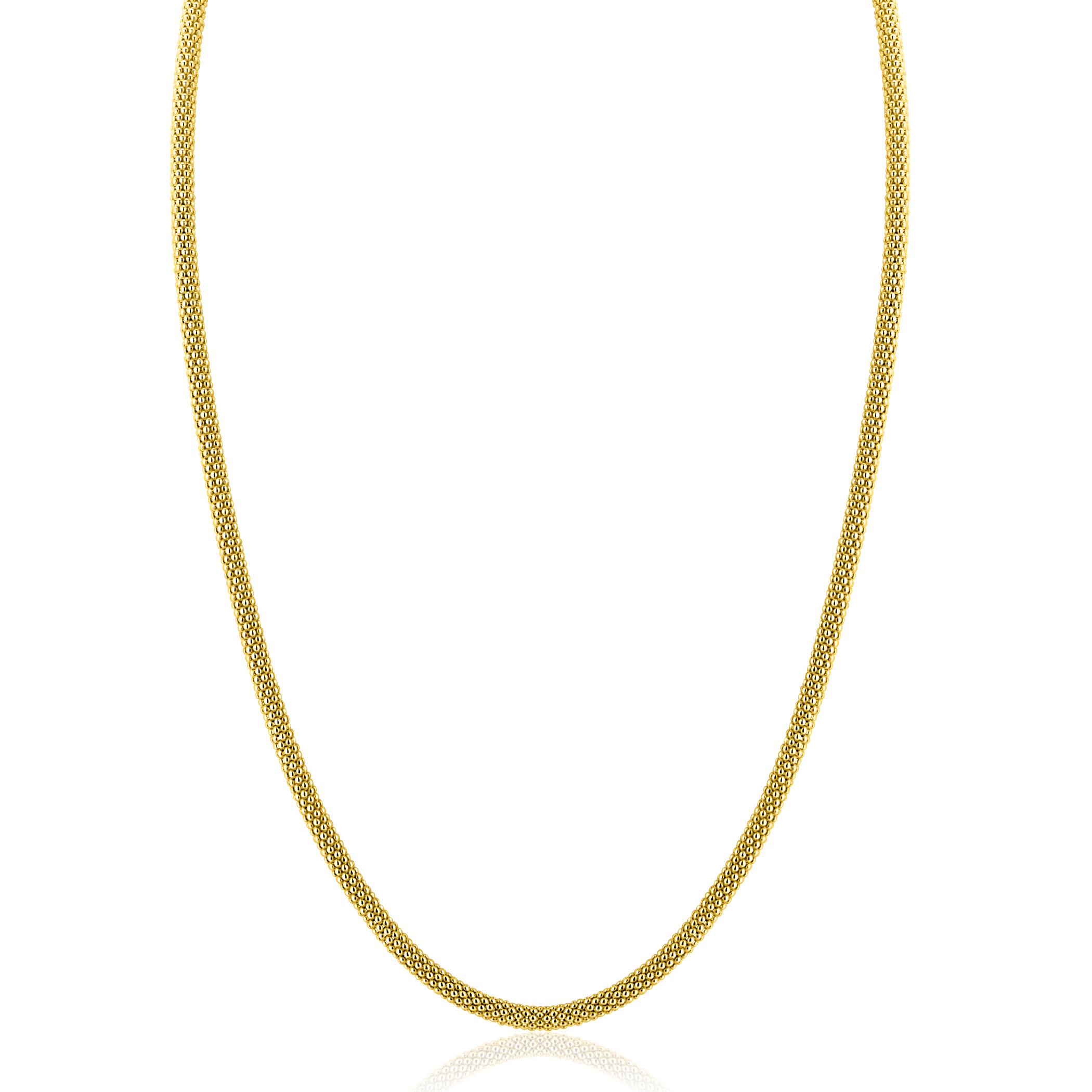 ZINZI gold plated zilveren popcorn ketting 3mm breed 42cm ZIC2765G
