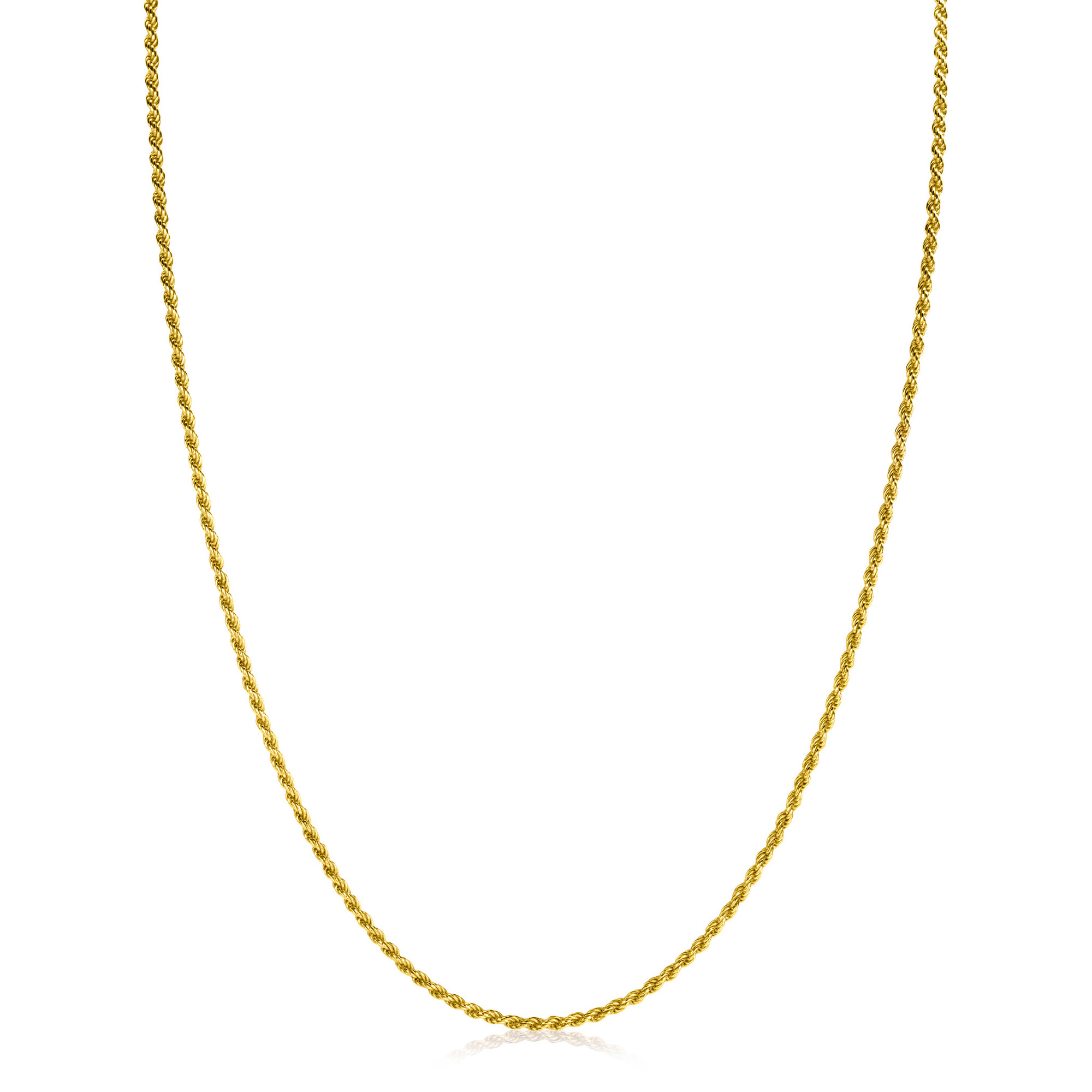 60cm ZINZI gold plated zilveren koord ketting ZILC-K60G