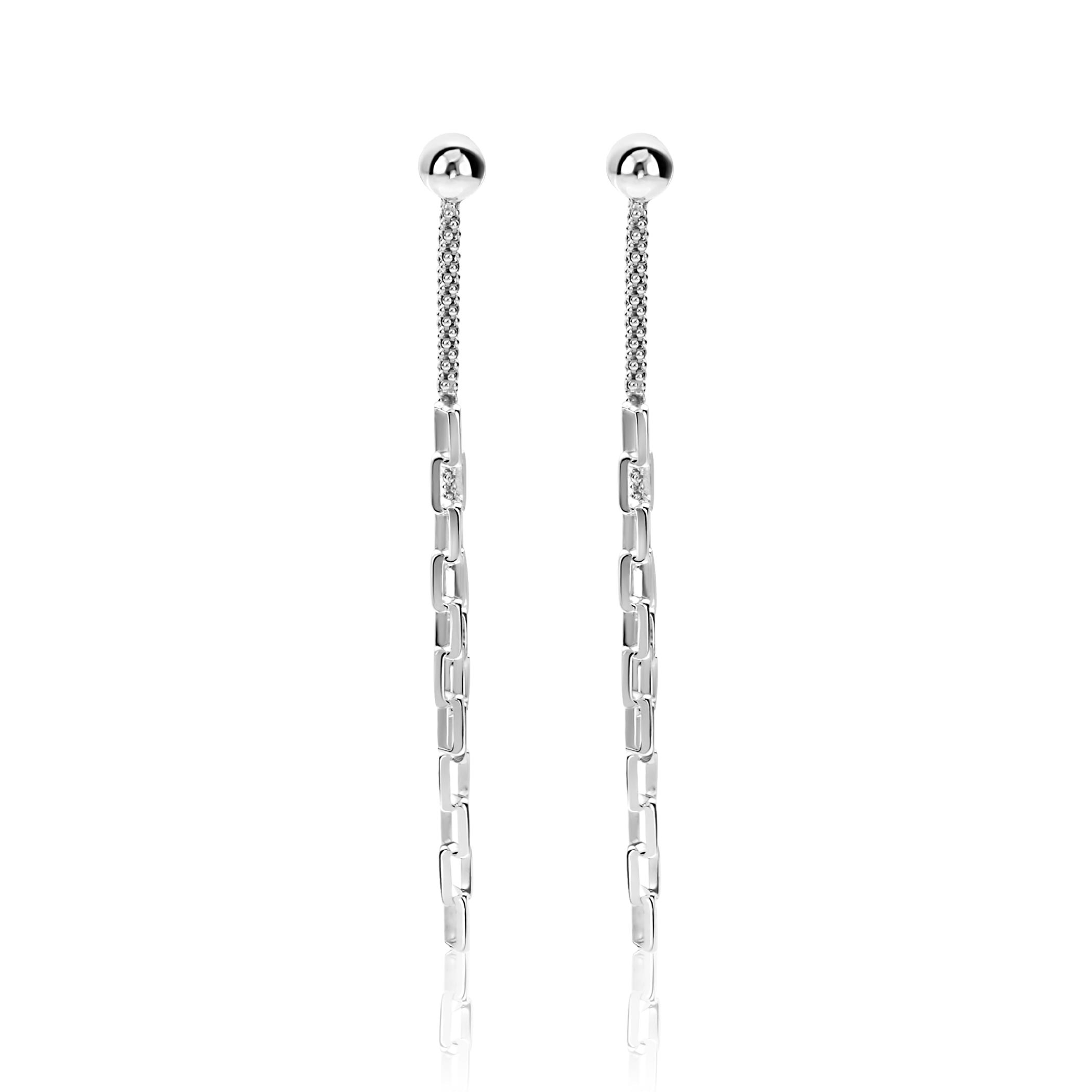 65mm ZINZI zilveren multi-look oorstekers met bungelende paperclip schakels ZIO2709