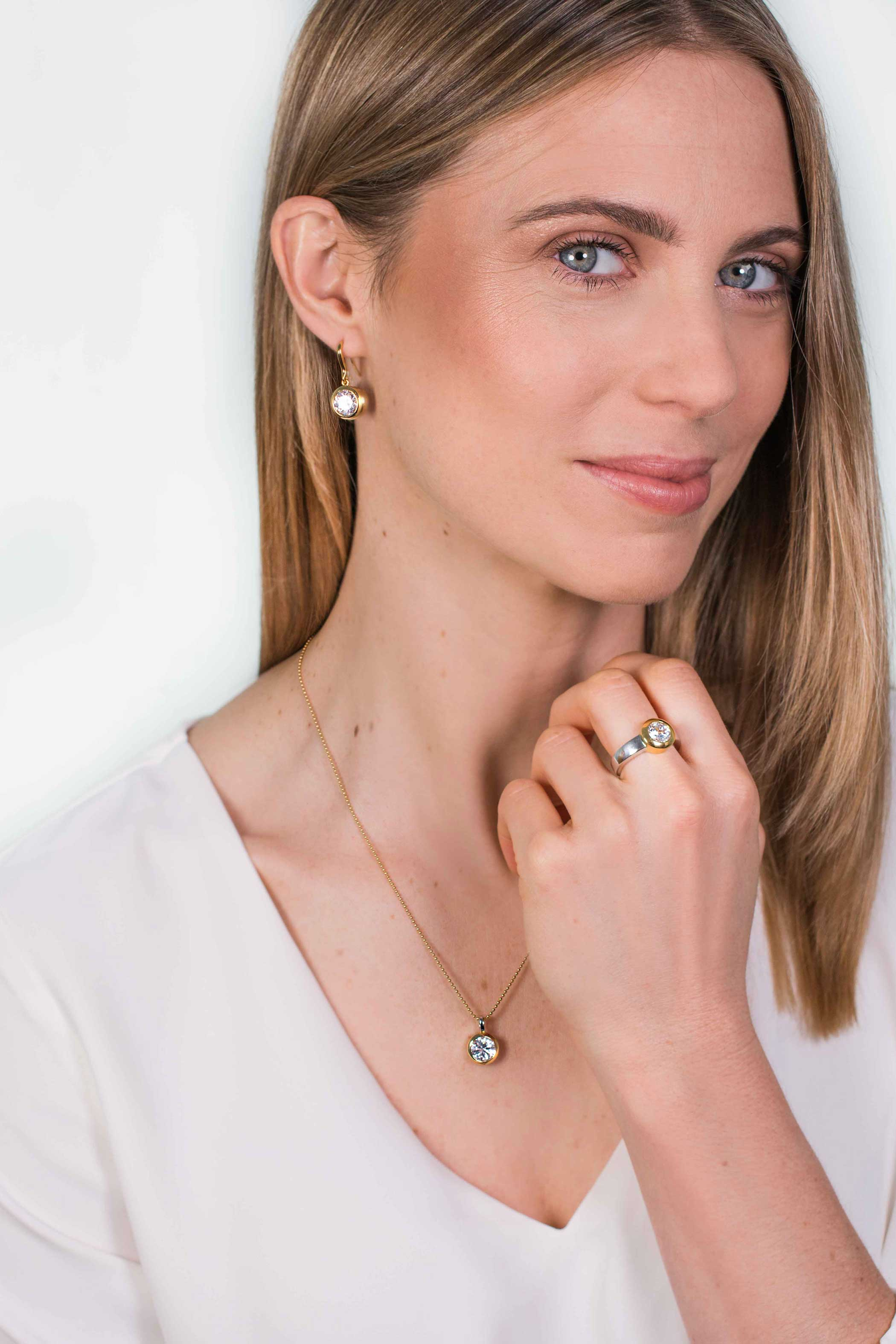 ZINZI zilveren wisselring geel verguld rond ZIR2