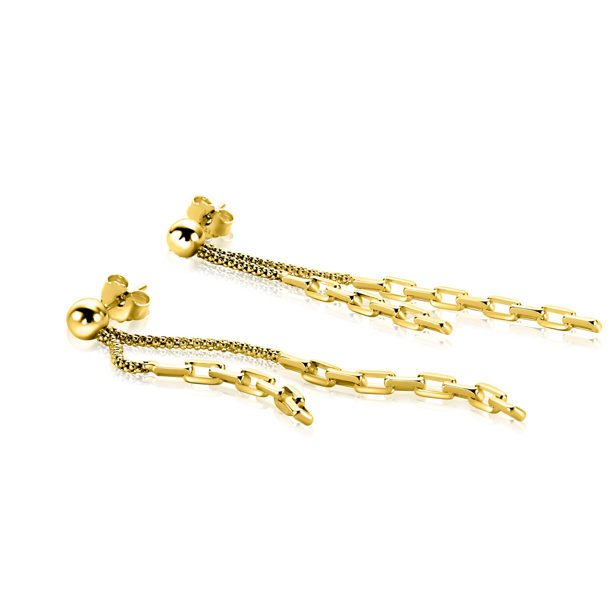 65mm ZINZI gold plated zilveren multi-look oorstekers met bungelende paperclip schakels ZIO2709G