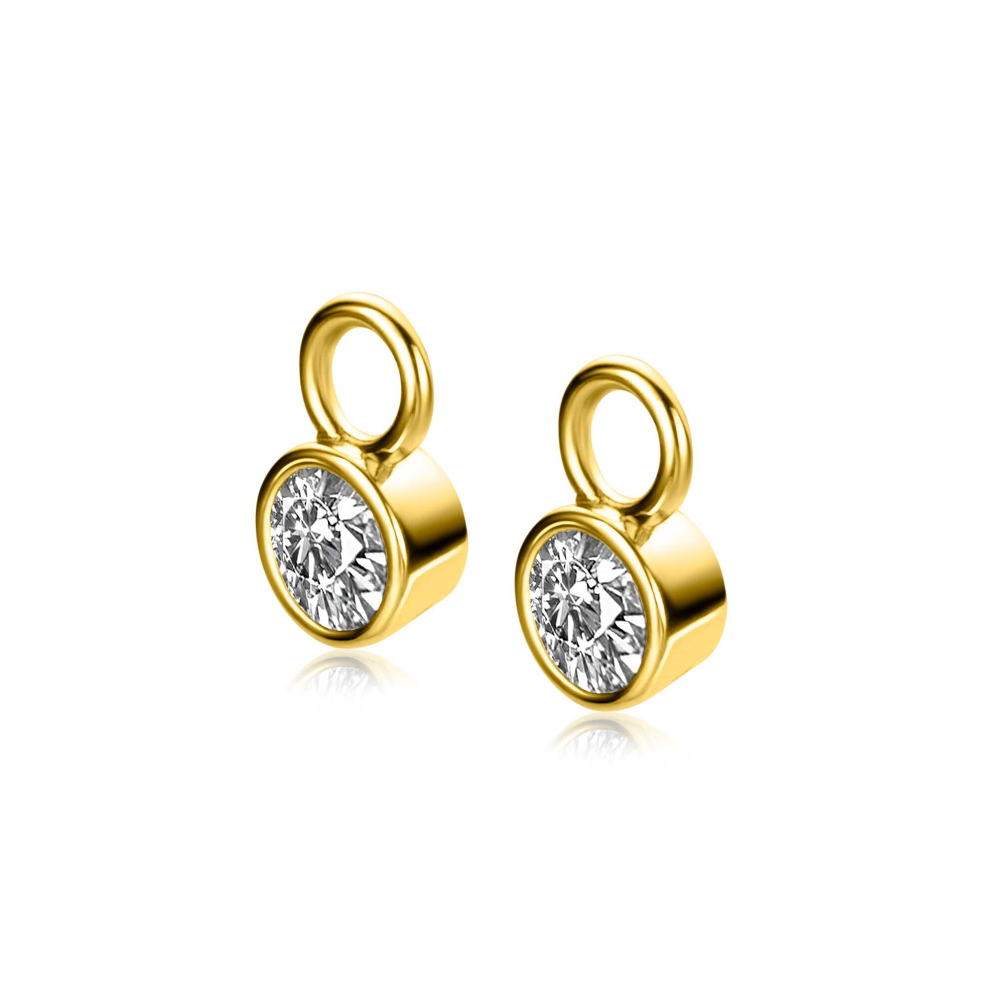 APRIL oorbedels gold plated met geboortesteen diamant wit zirconia (excl. oorringen)
