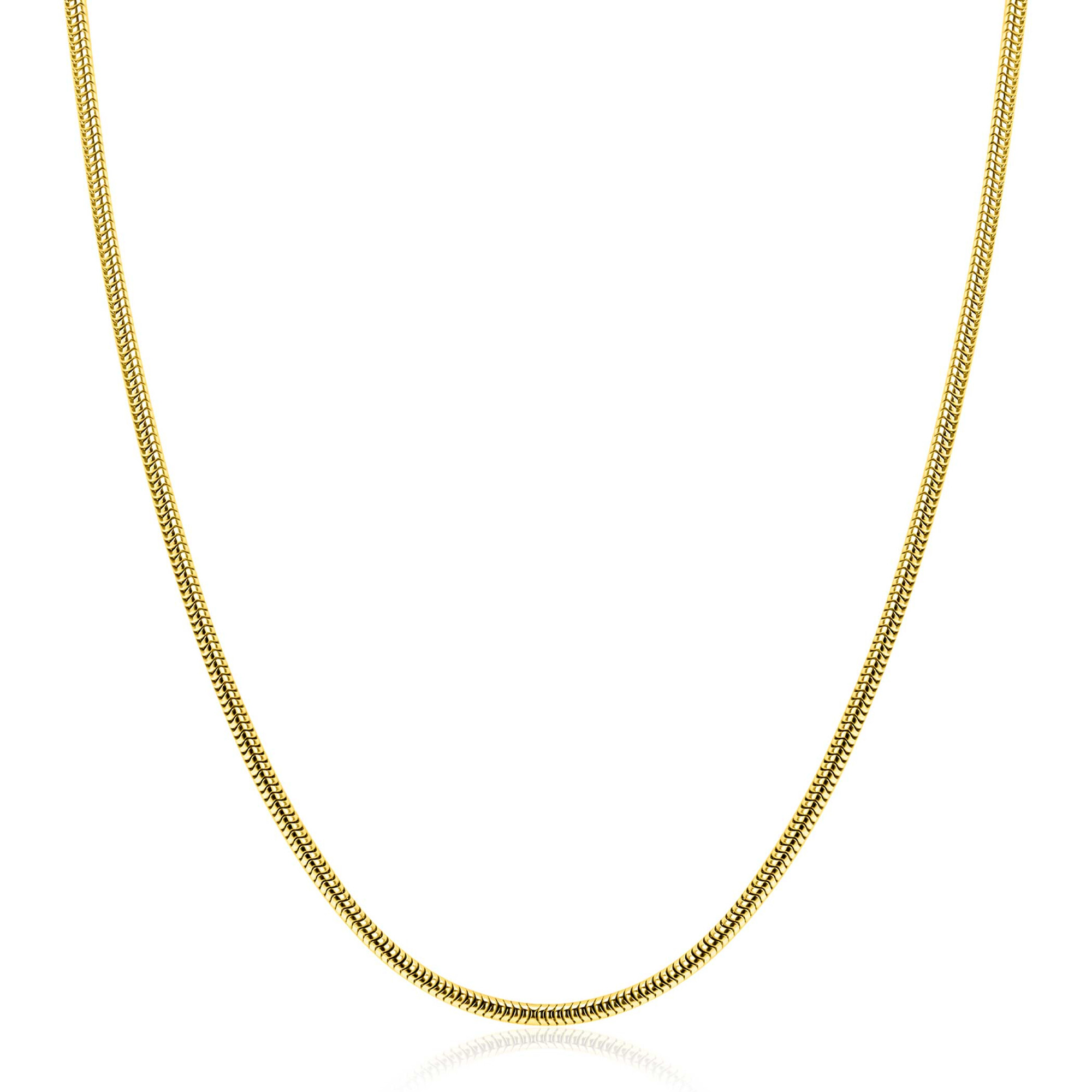 ZINZI gold plated zilveren ronde slangen ketting (2mm breed) 42-45cm ZIC2849G