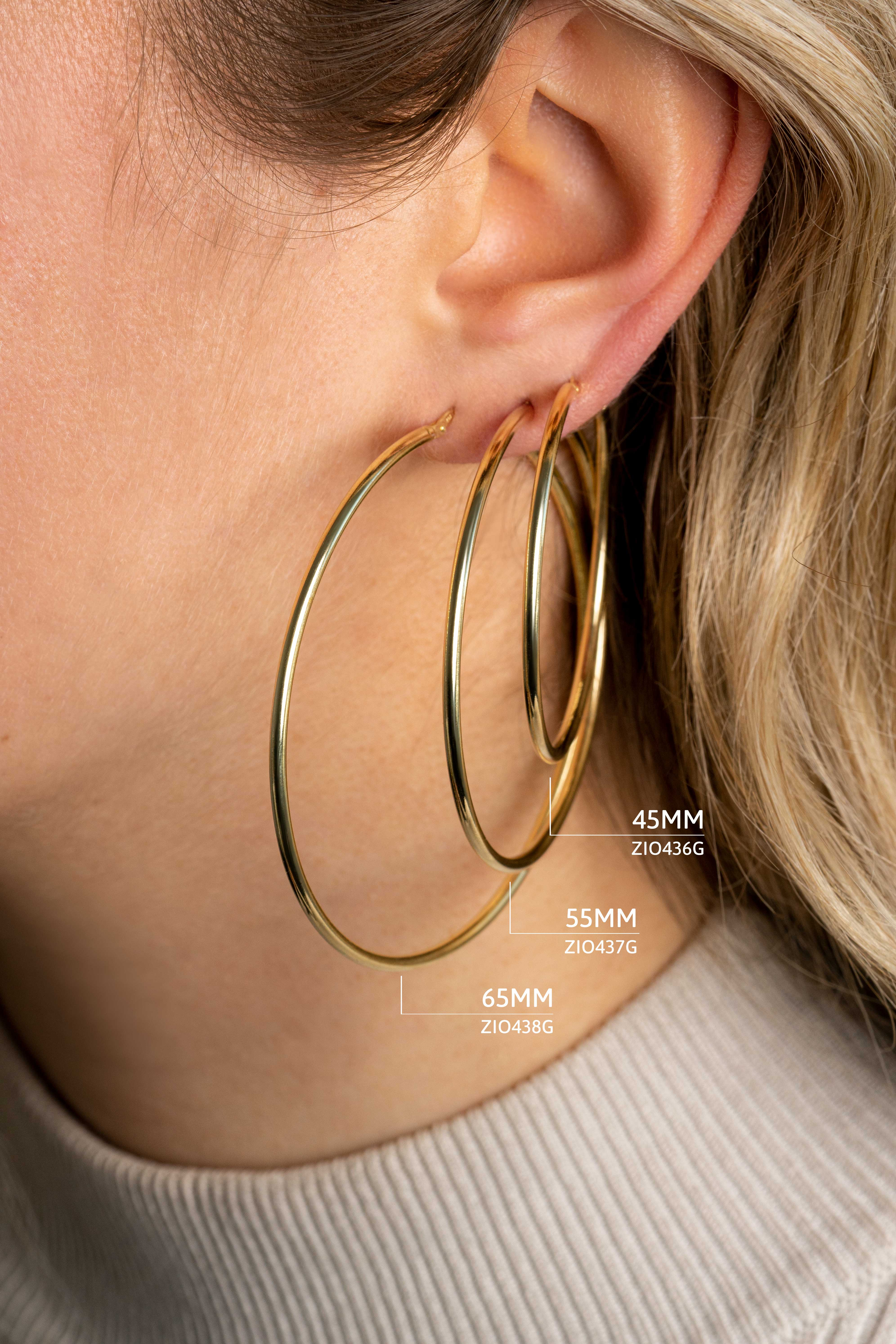 ZINZI zilveren oorringen 55 x 2mm glad geel verguld ZIO437G
