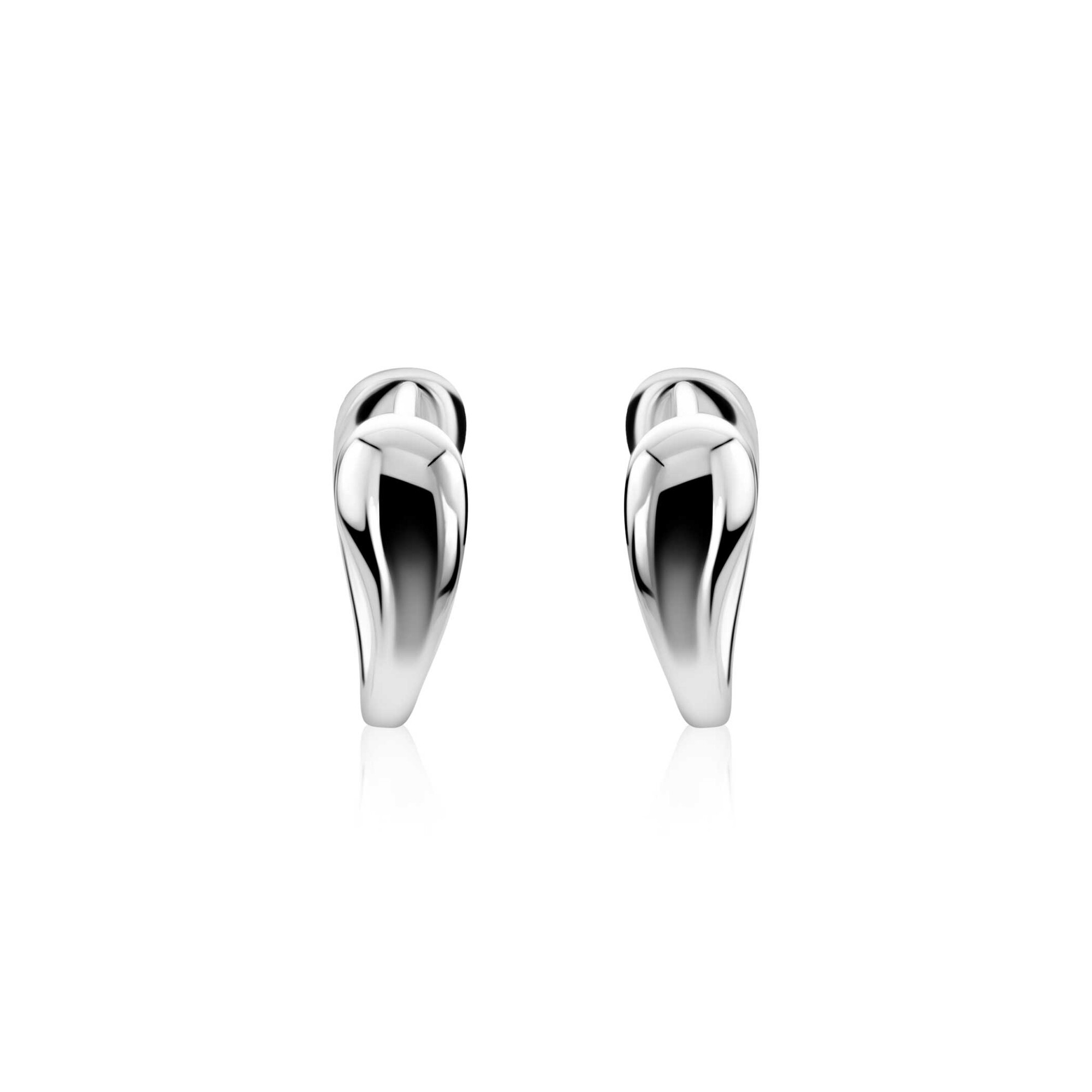 16mm ZINZI zilveren oorringen met een glad organisch gevormd design, luxe klapsluiting ZIO2840