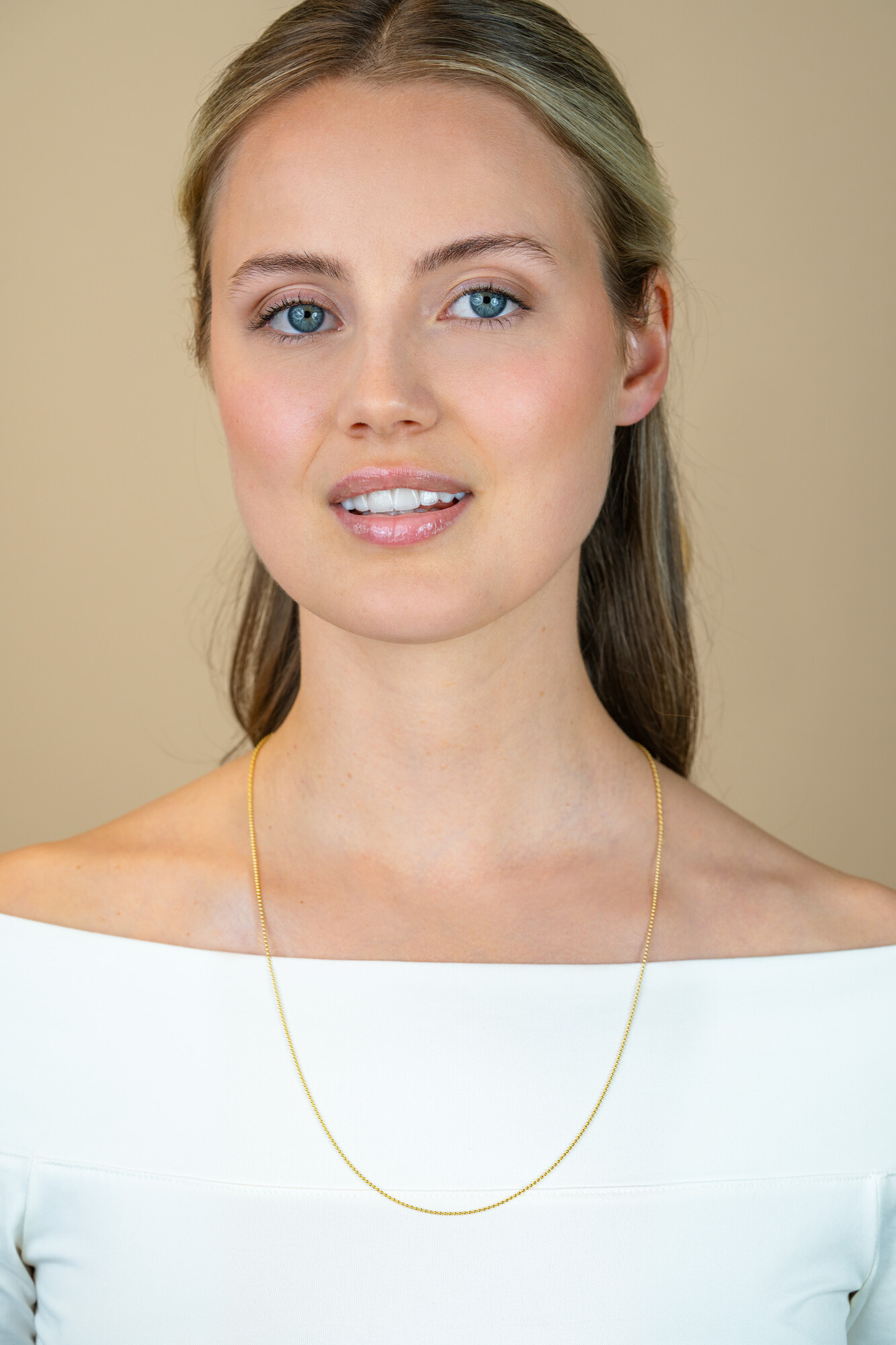 60cm ZINZI zilveren bolletjes ketting geel verguld ZILC-B60G