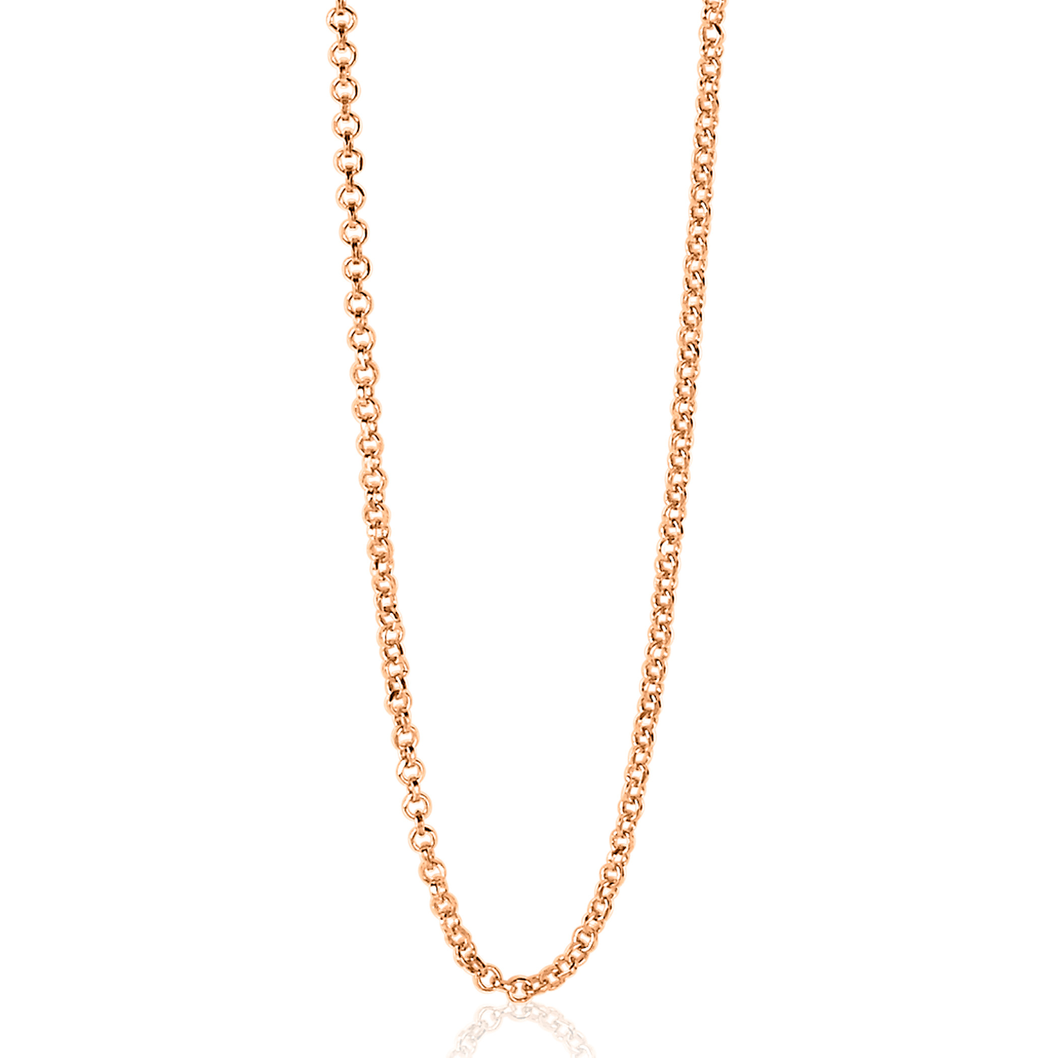 90cm ZINZI zilveren jasseron ketting geel verguld ZILC-J90R