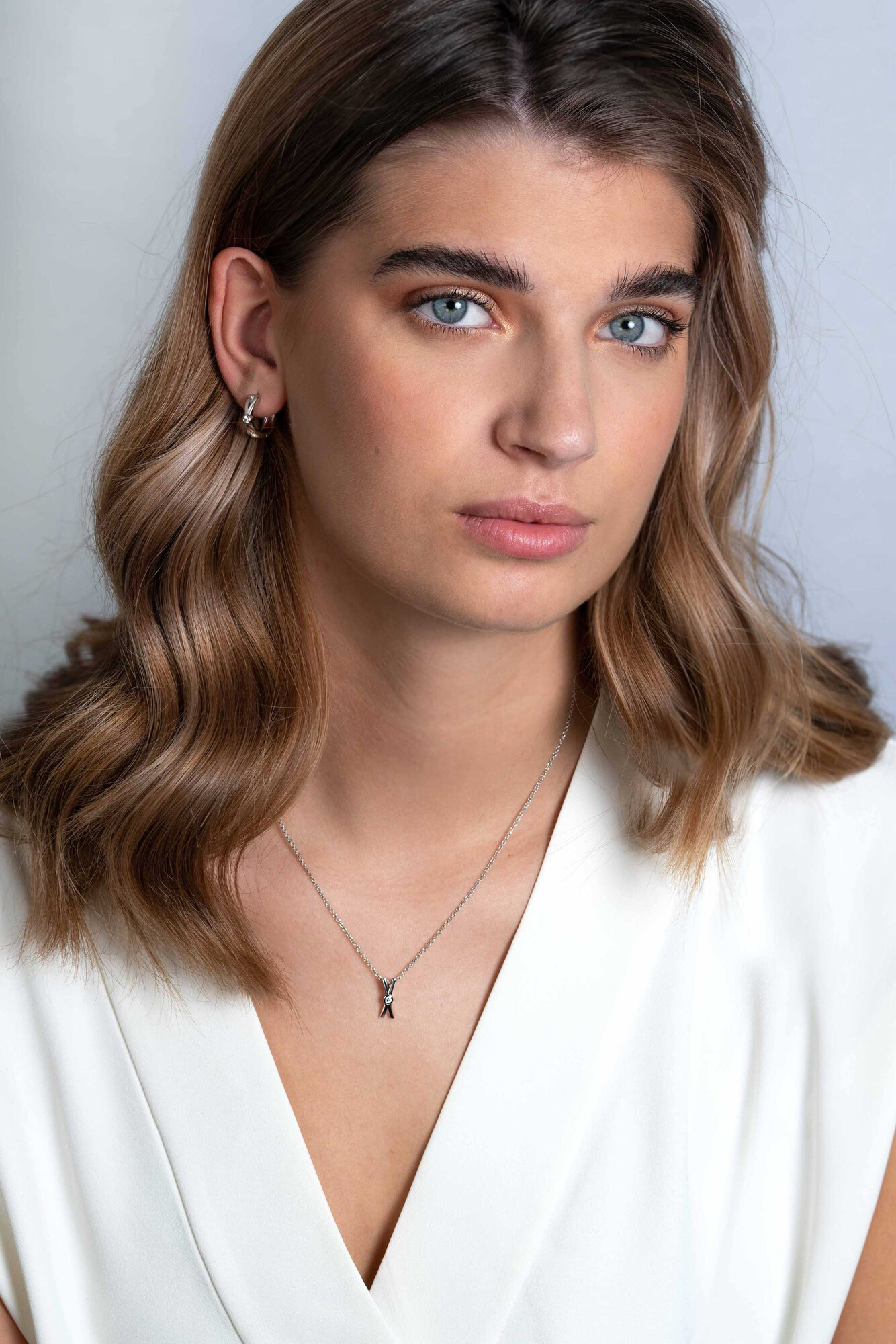 ZINZI zilveren hanger X-vorm witte zirconia ZIH2194 (zonder collier)