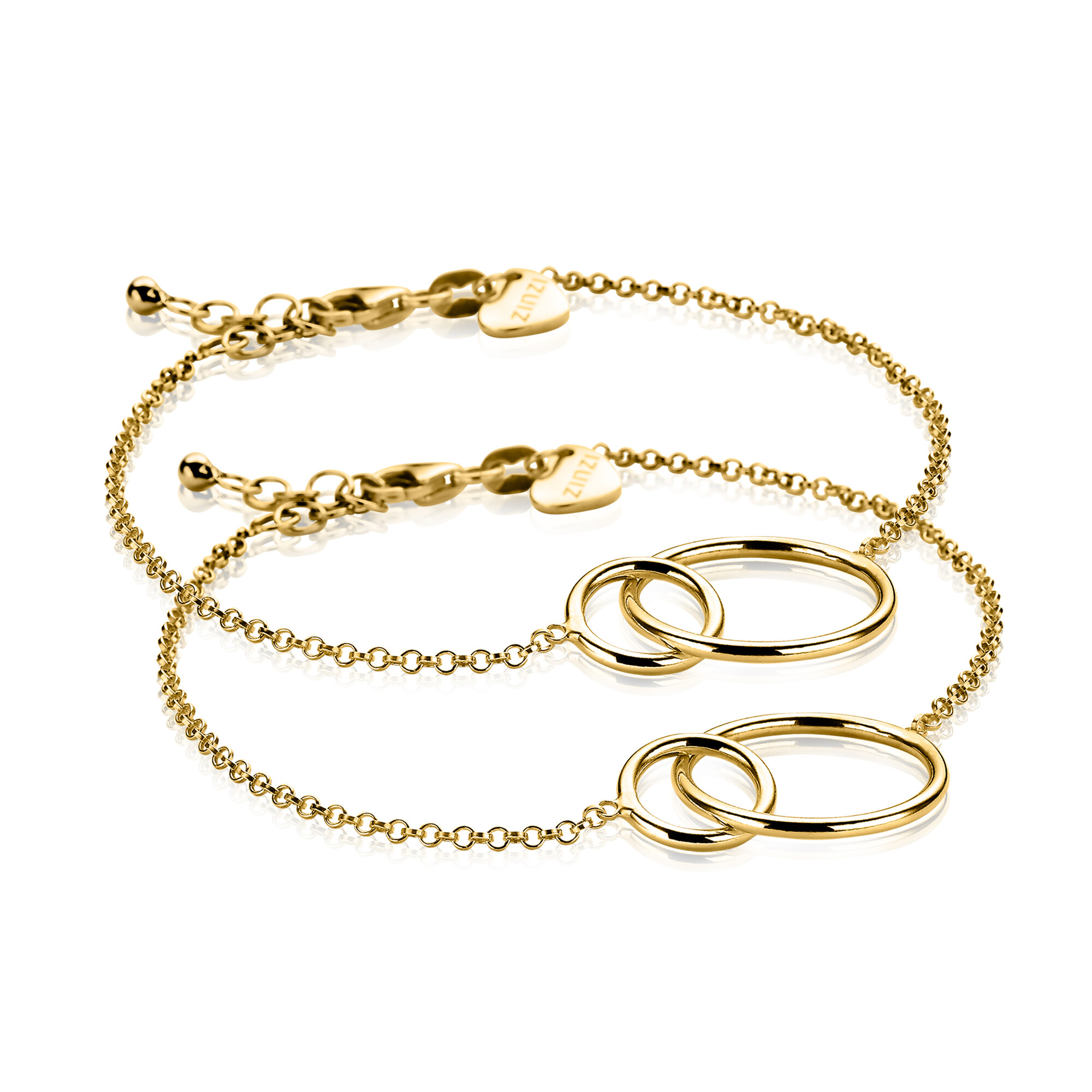 ZINZI set van 2 gold plated zilveren armbanden ronde vormen 16-19cm ZIA1278G-SET