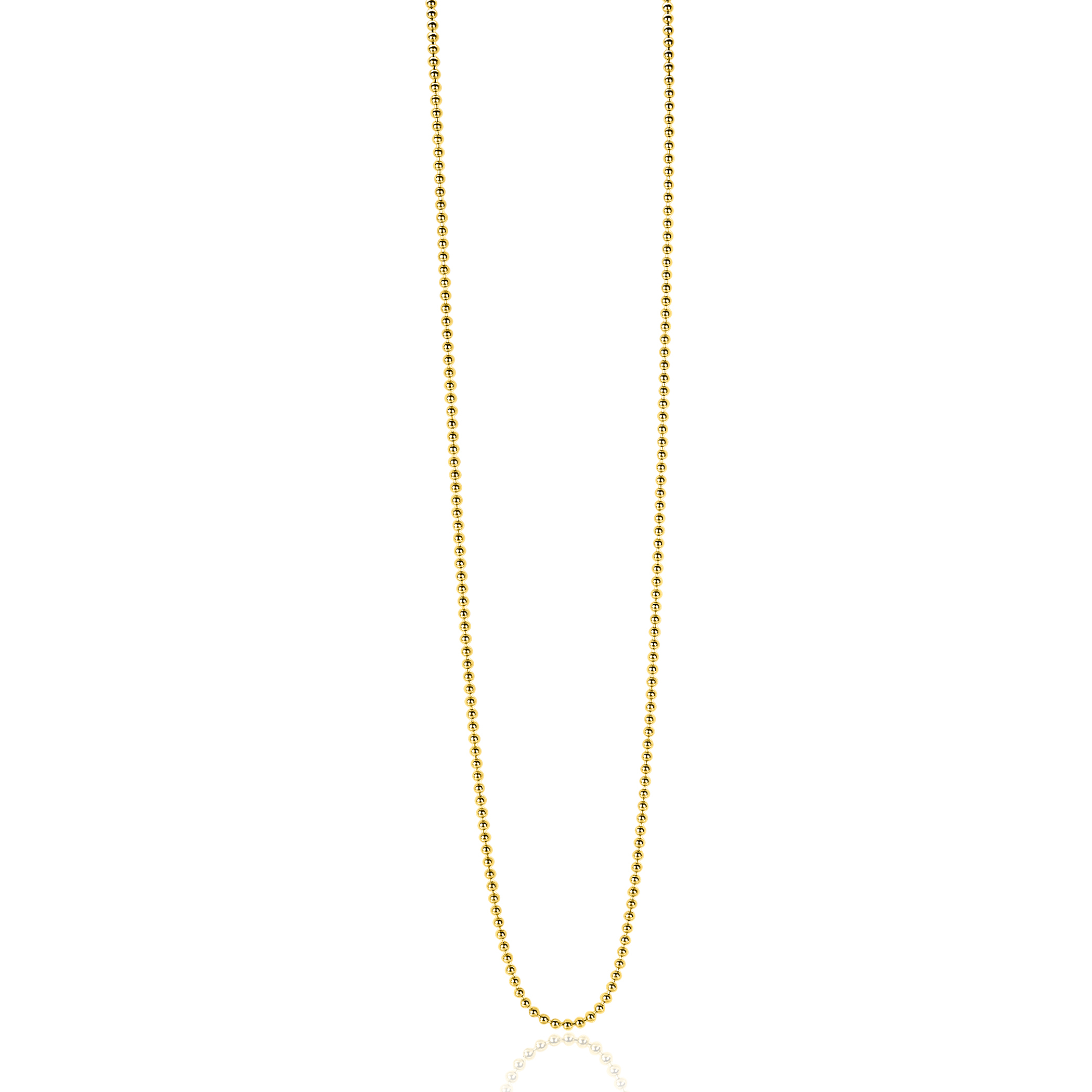 80cm ZINZI zilveren bolletjes ketting gold plated 0,9mm breed. ZILC-B80G