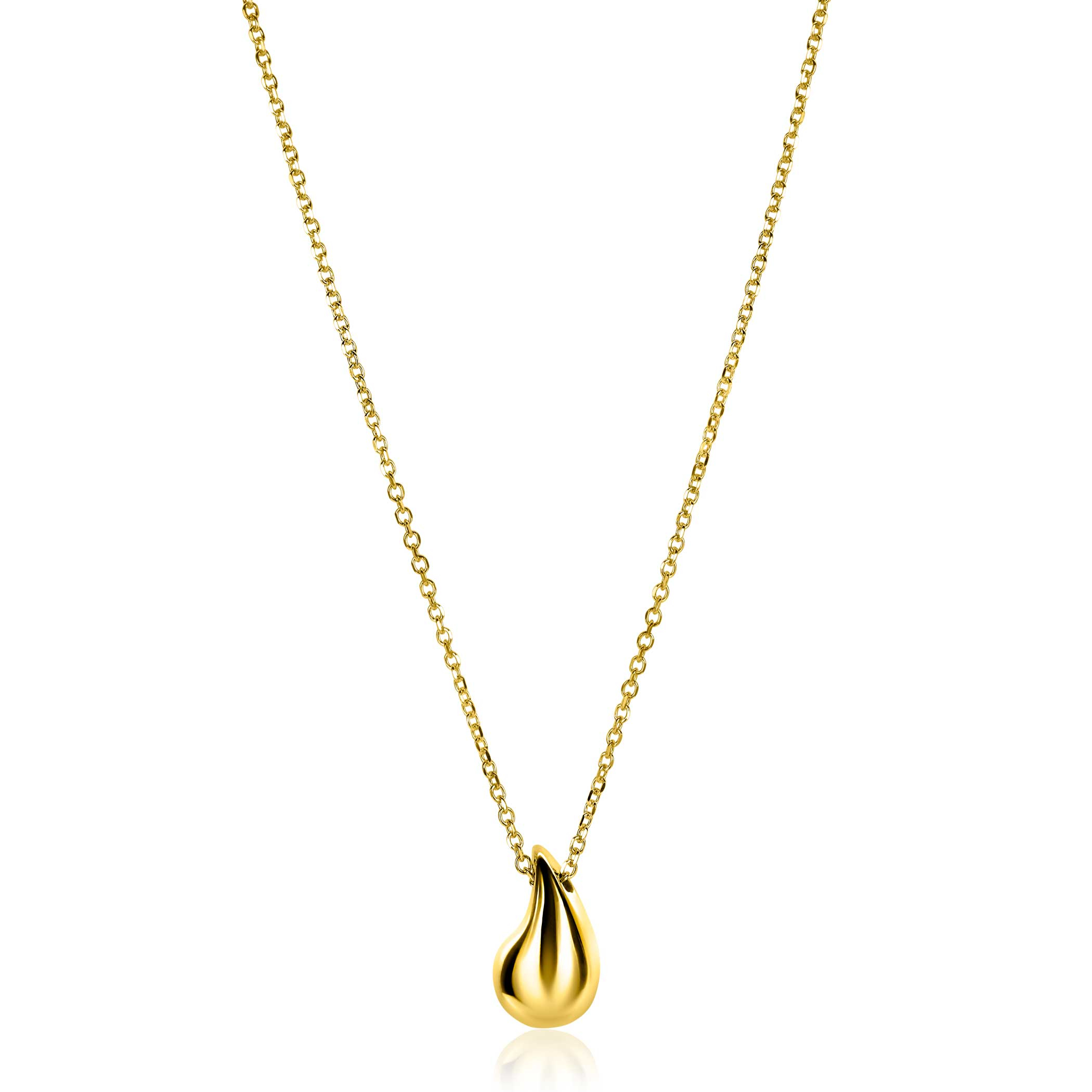 ZINZI gold plated zilveren jasseron ketting 42-45cm met organisch gevormde hanger 18mm ZIC2636G