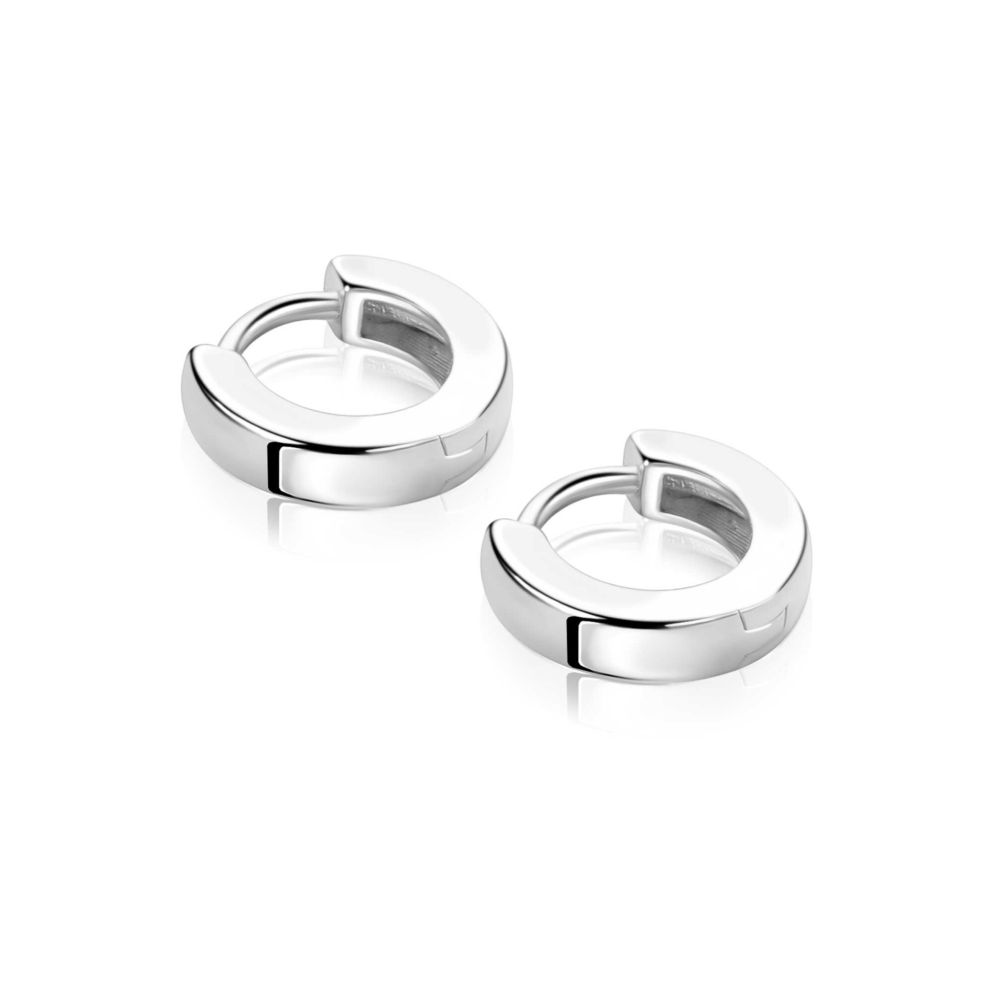 11,5mm ZINZI zilveren oorringen met vierkante gladde buis 3mm, luxe klapsluiting ZIO2860