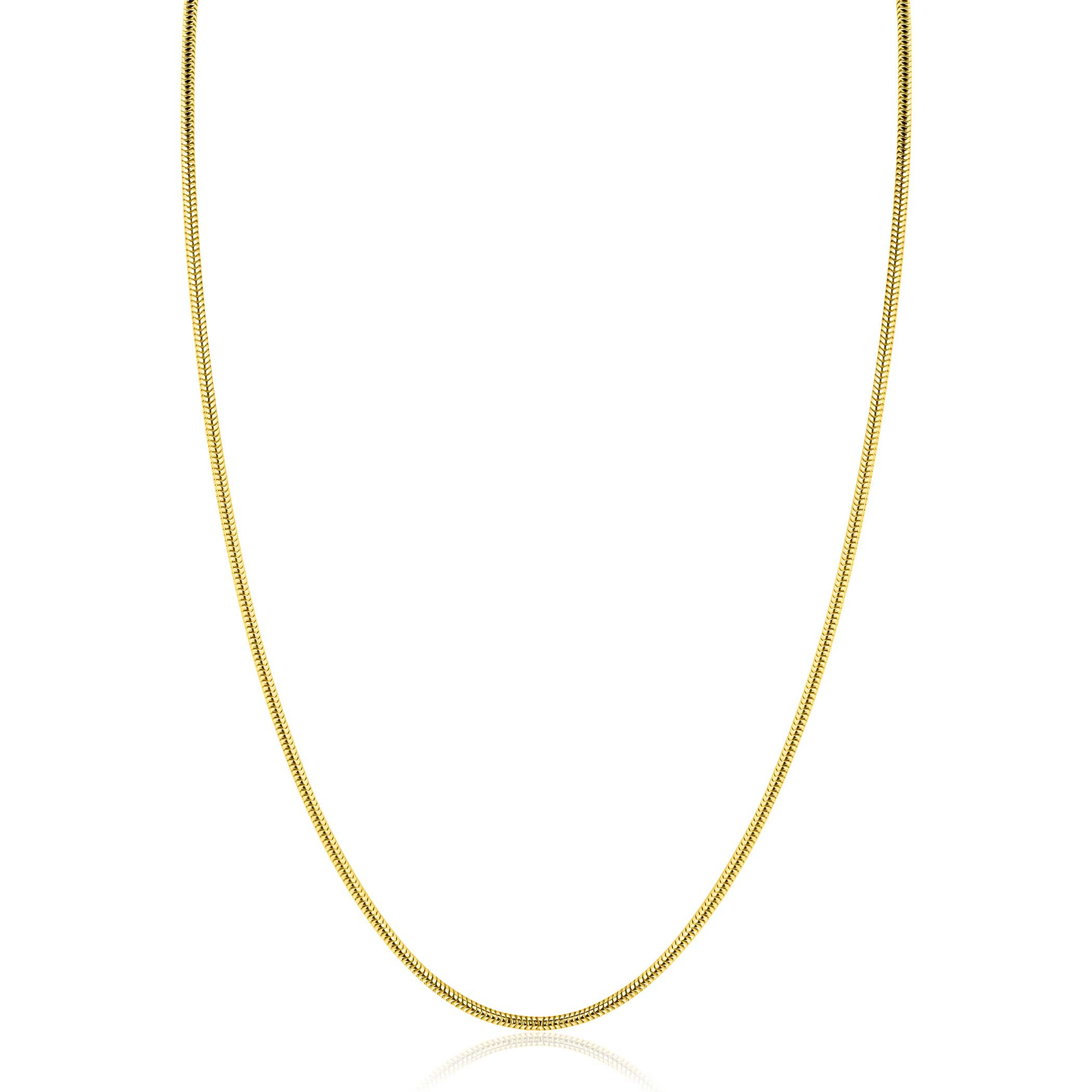 ZINZI gold plated zilveren ronde slangen ketting (1,6mm breed) 42-45cm ZIC2848G