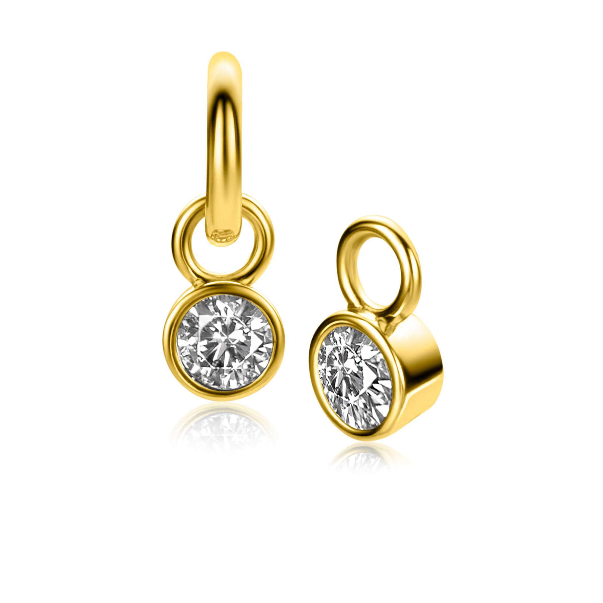 APRIL oorbedels gold plated met geboortesteen diamant wit zirconia (excl. oorringen)
