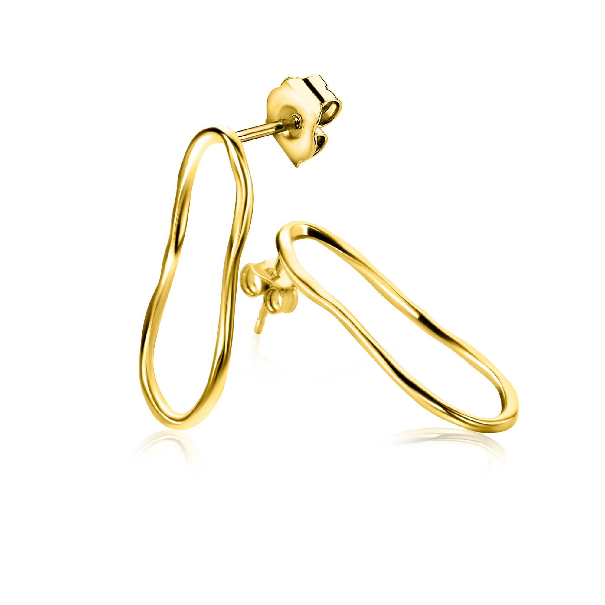 29mm ZINZI gold plated zilveren oorstekers met trendy organisch vorm ZIO-BF107