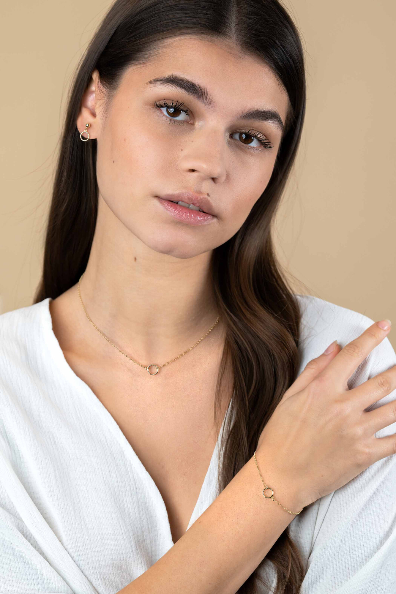 ZINZI gold plated zilveren armband met open rondje 16,5-19cm ZIA2523G