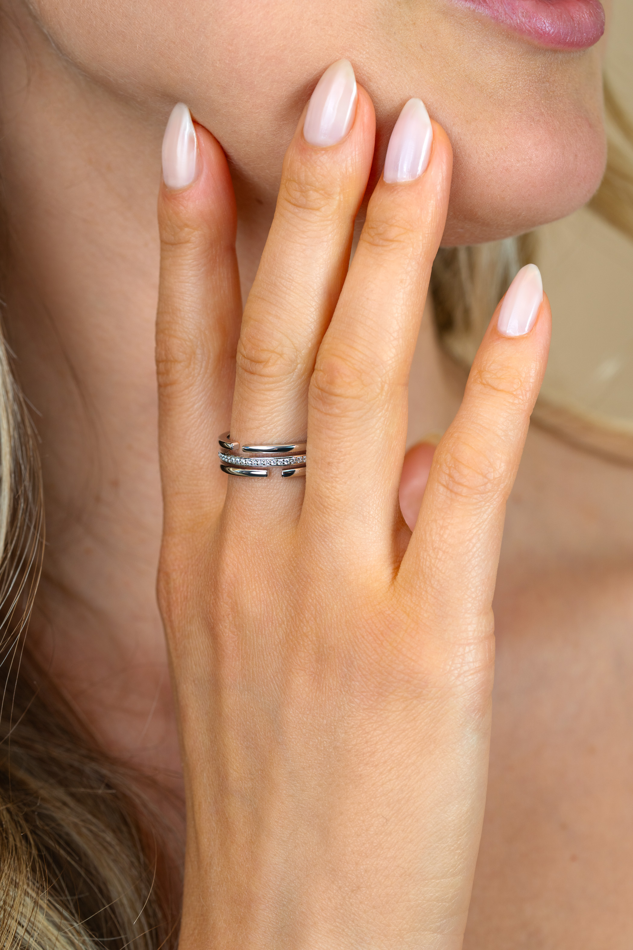 ZINZI zilveren multi-look ring (6mm breed) 3 banen met witte zirkonia’s ZIR2730C