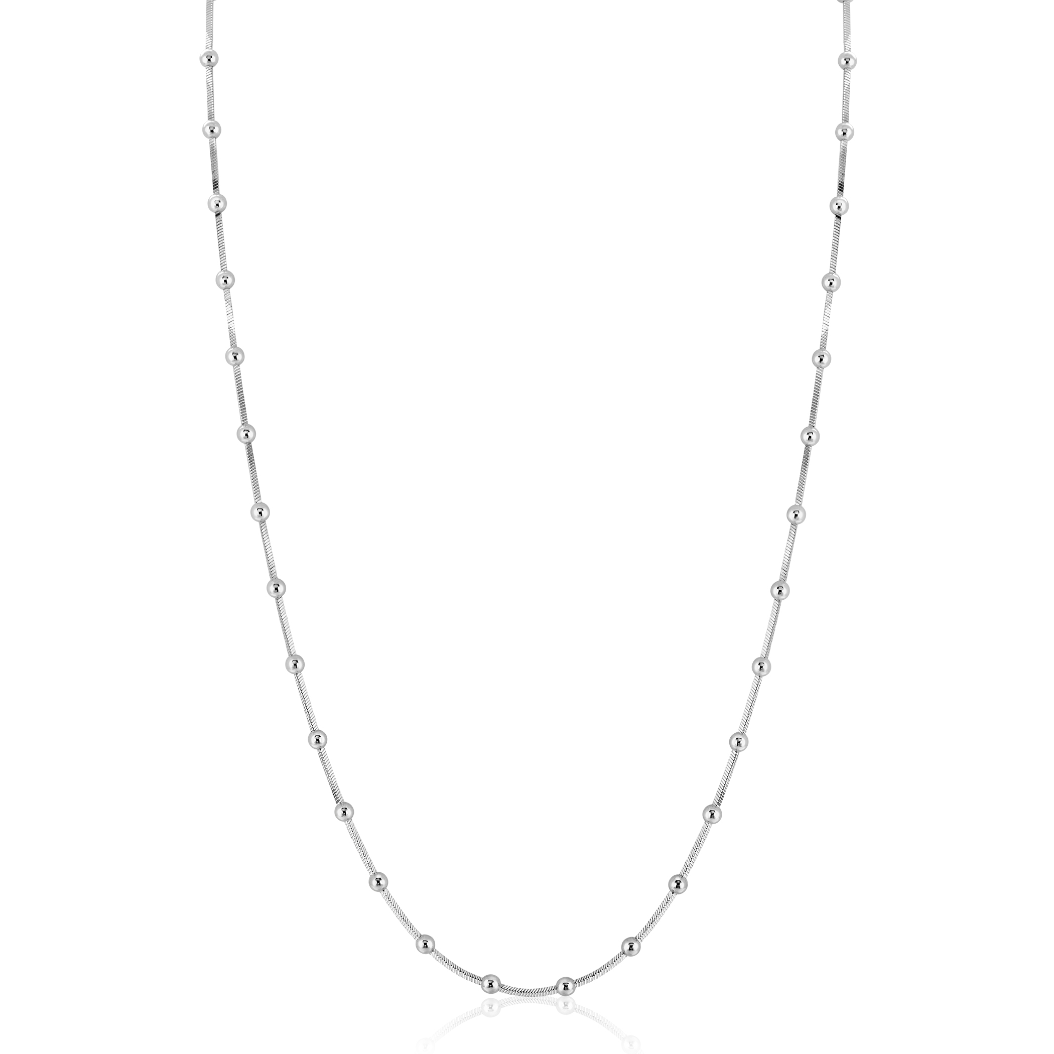 ZINZI zilveren slangen-ketting met vierkant geslepen schakels en 40 verfijnde glanzende bolletjes (2,5mm breed) 43-45cm ZIC2471