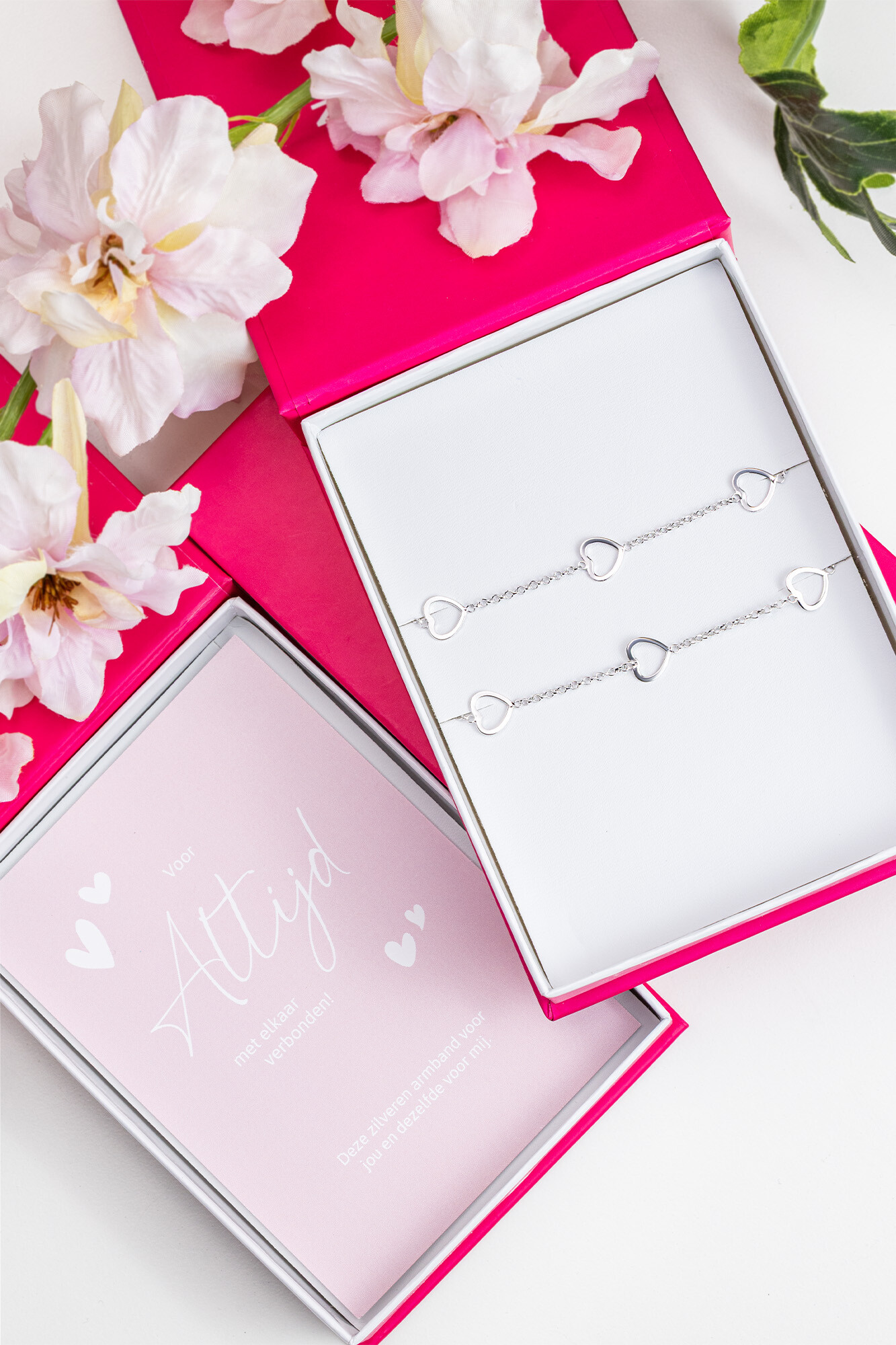 Zinzi set van 2 zilveren armbanden hart 17-20cm ZIA1188-SET