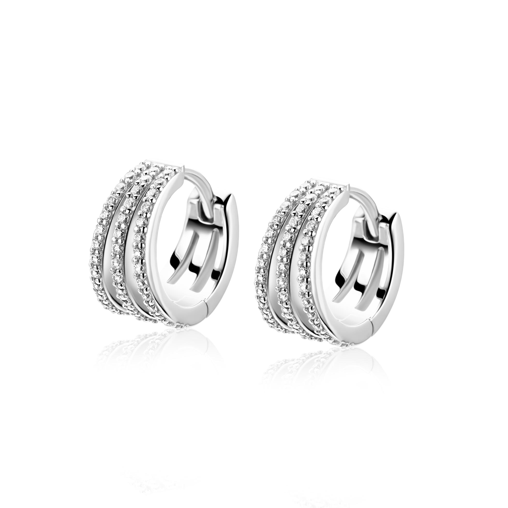 13mm ZINZI zilveren multi-look oorringen met luxe scharniersluiting 6mm breed ZIO2727