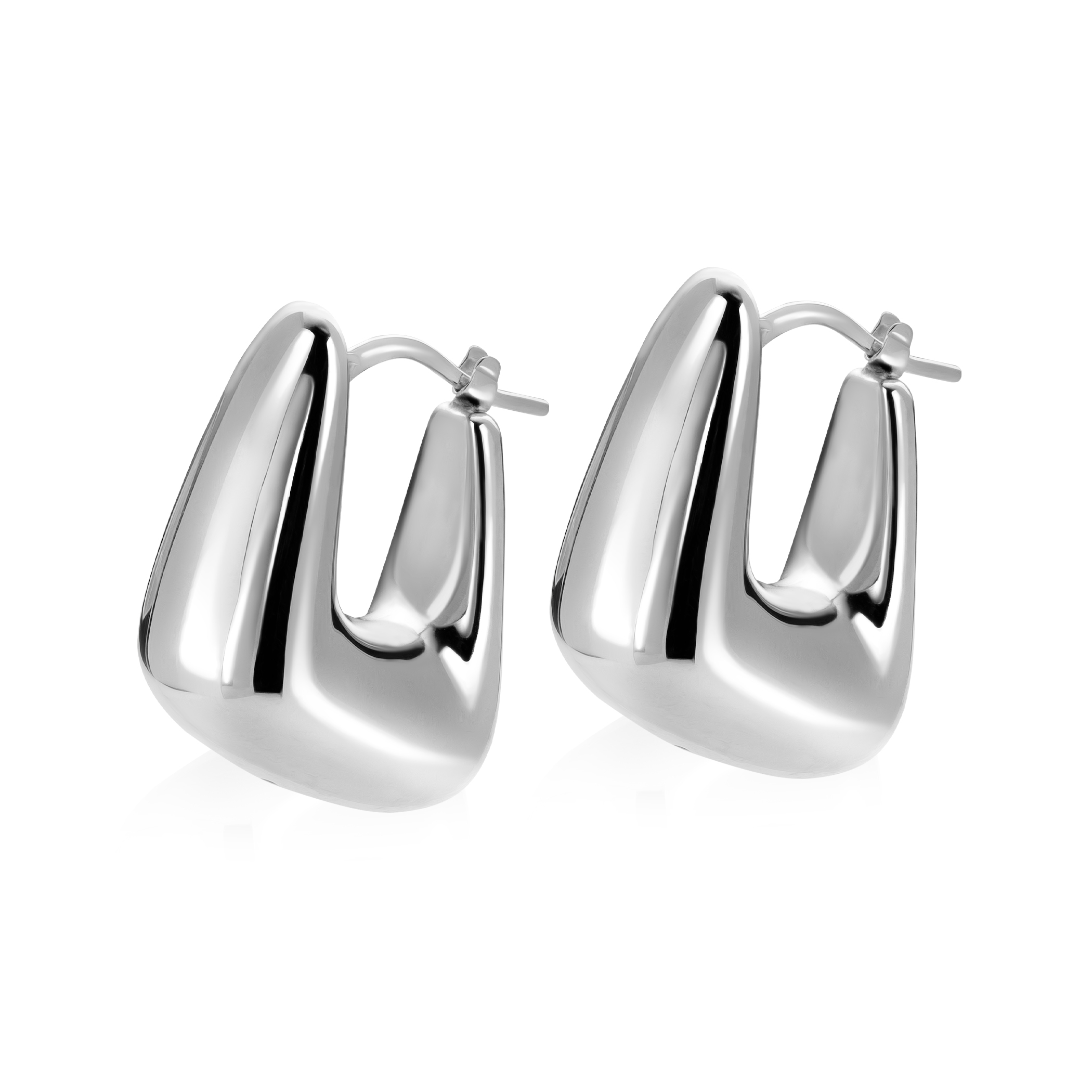 24mm ZINZI zilveren oorringen met brede buis, vierkante look en handige bovensluiting ZIO2747