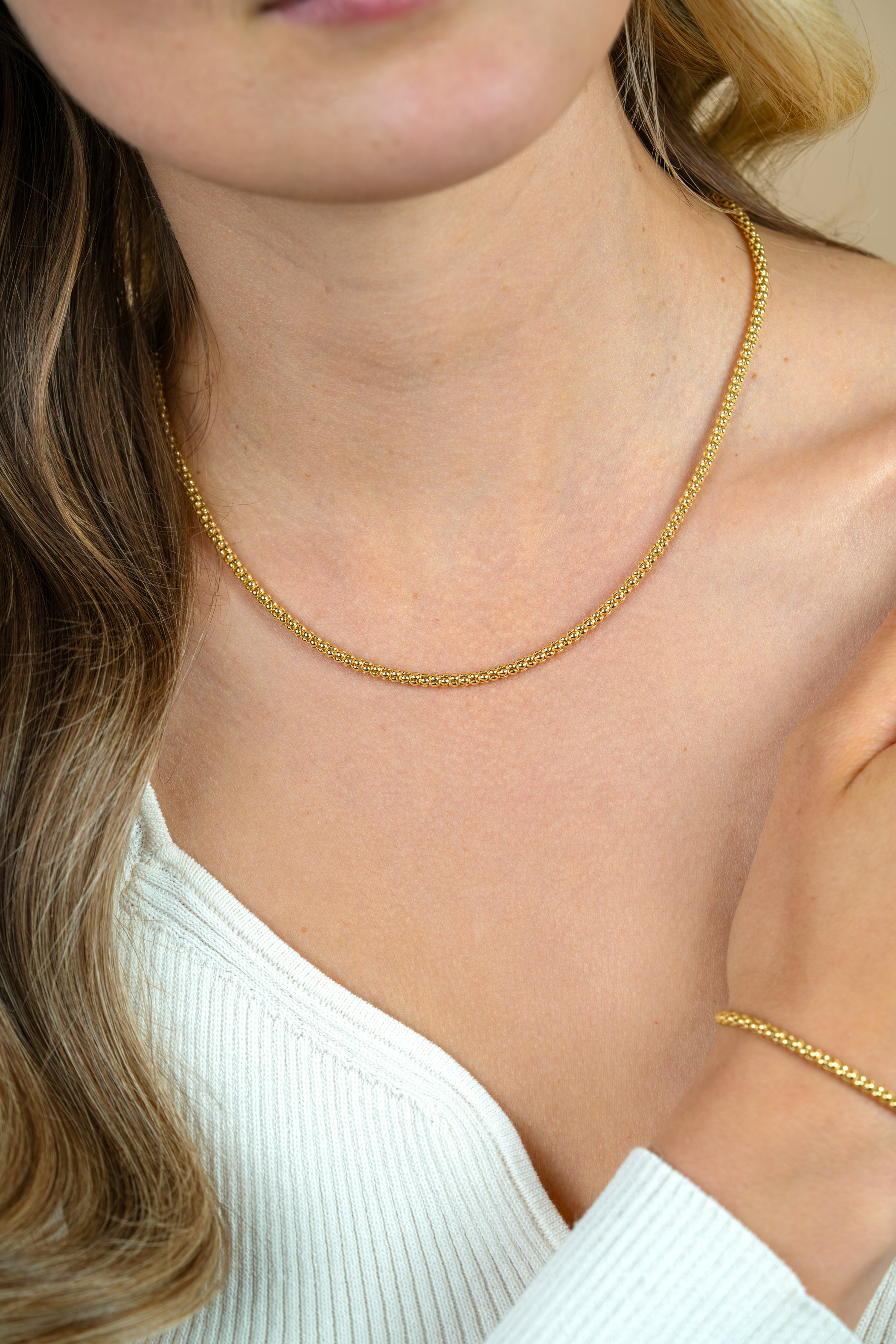 ZINZI zilveren schakelcollier 14K geelverguld 45cm ZIC1288G