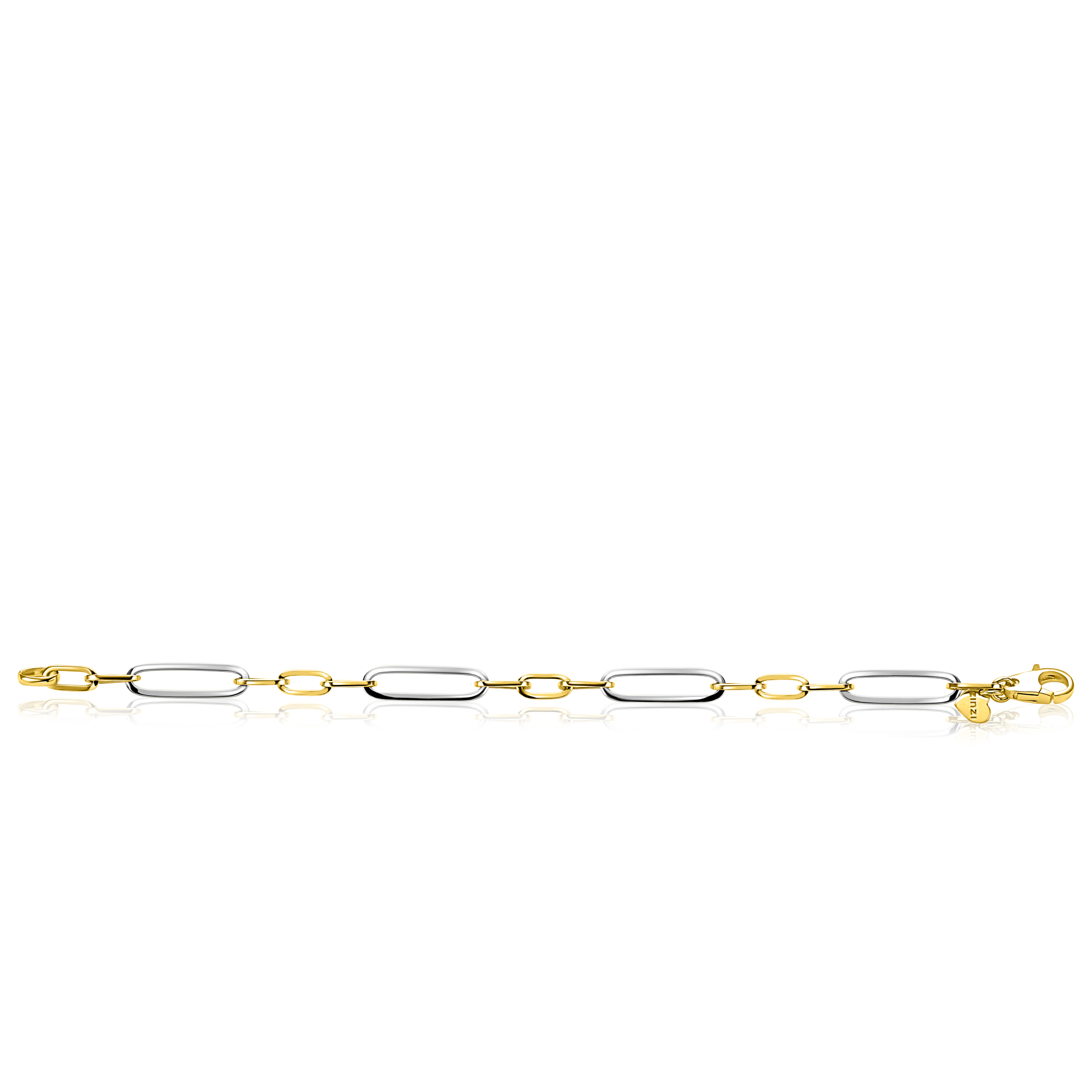 ZINZI zilveren bicolor schakelarmband met ovale schakels 7mm breed ZIA2752