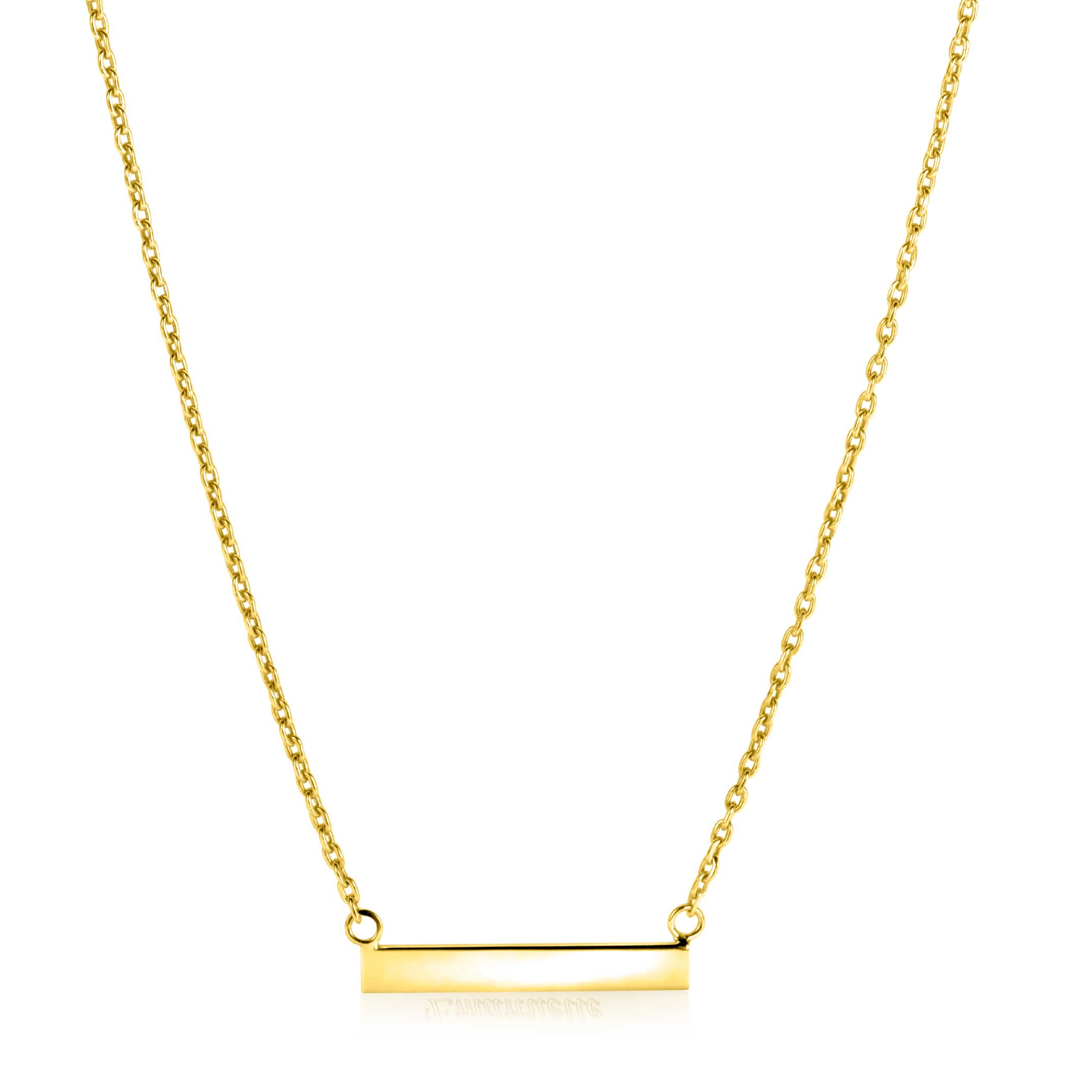 ZINZI gold plated zilveren ketting 45cm met glanzend plaatje om te graveren ZIC2344G