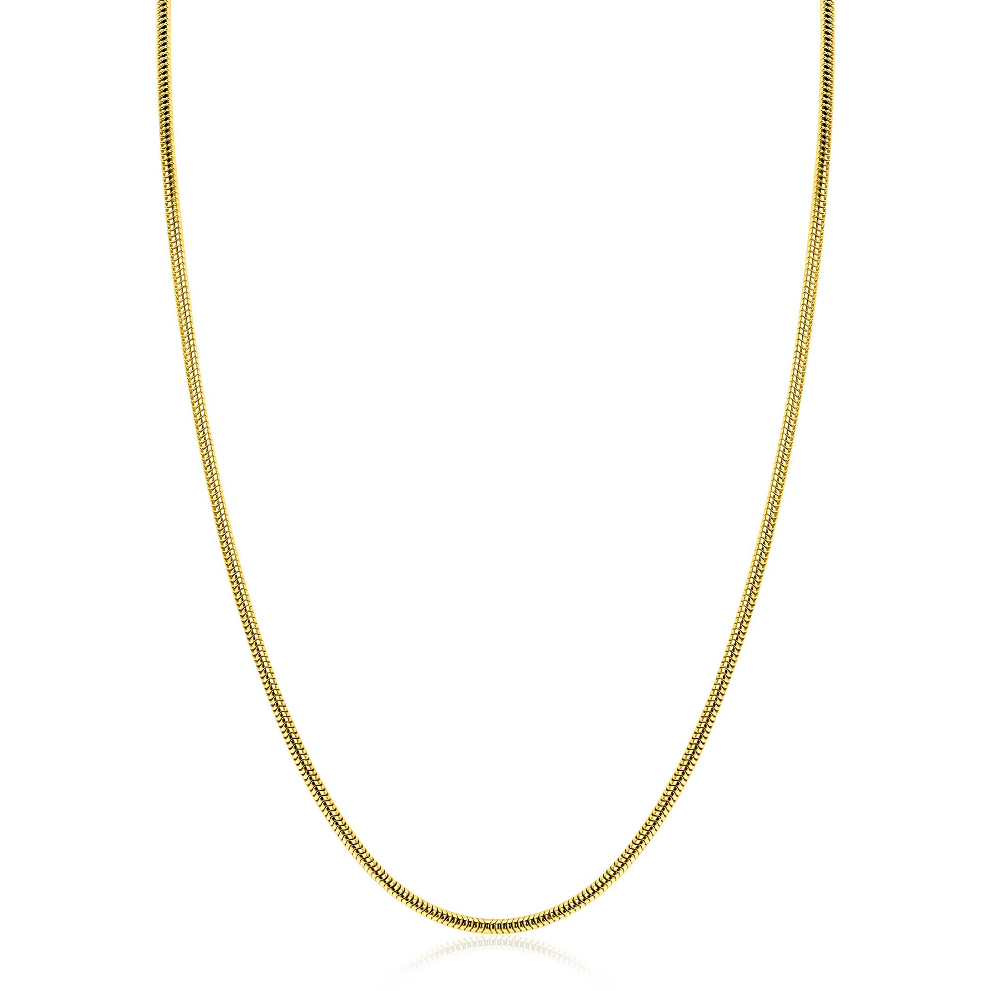 ZINZI gold plated zilveren ronde slangen ketting (2mm breed) 42-45cm ZIC2849G