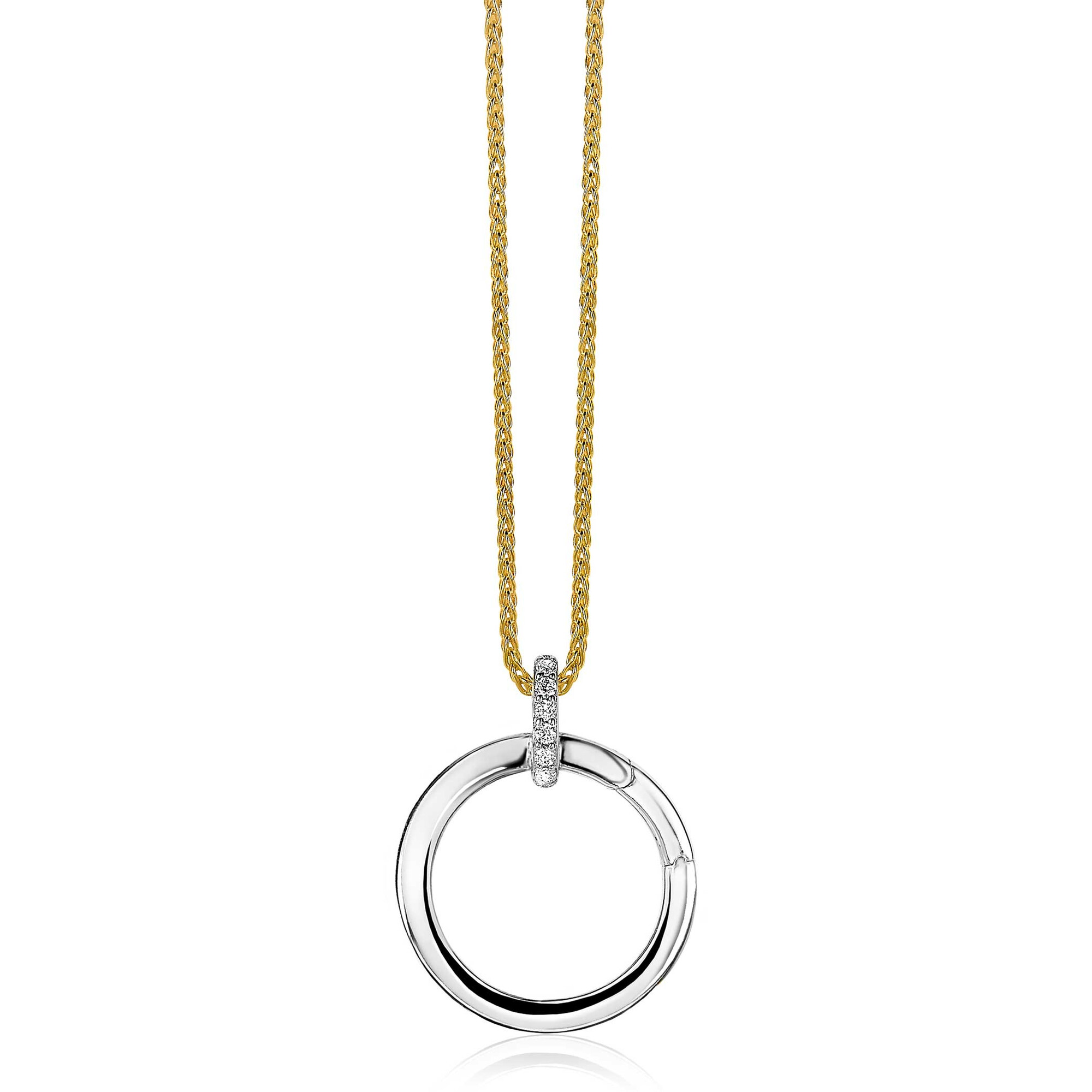 ZINZI zilveren ronde hanger 21mm met sluitring wit ZIH2061 (zonder collier)