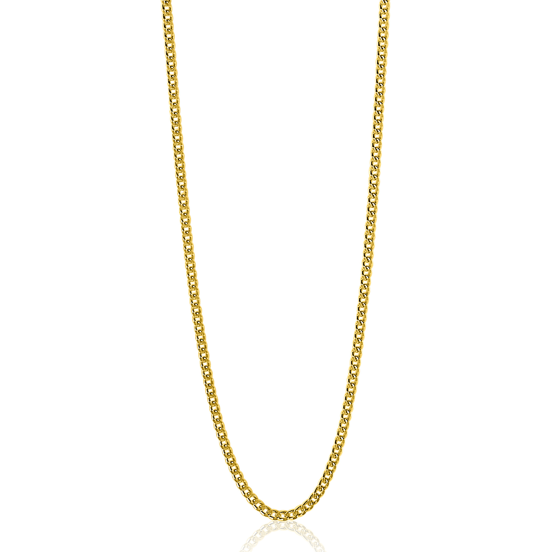 70cm ZINZI zilveren gourmet ketting gold plated. ZILC-G70G