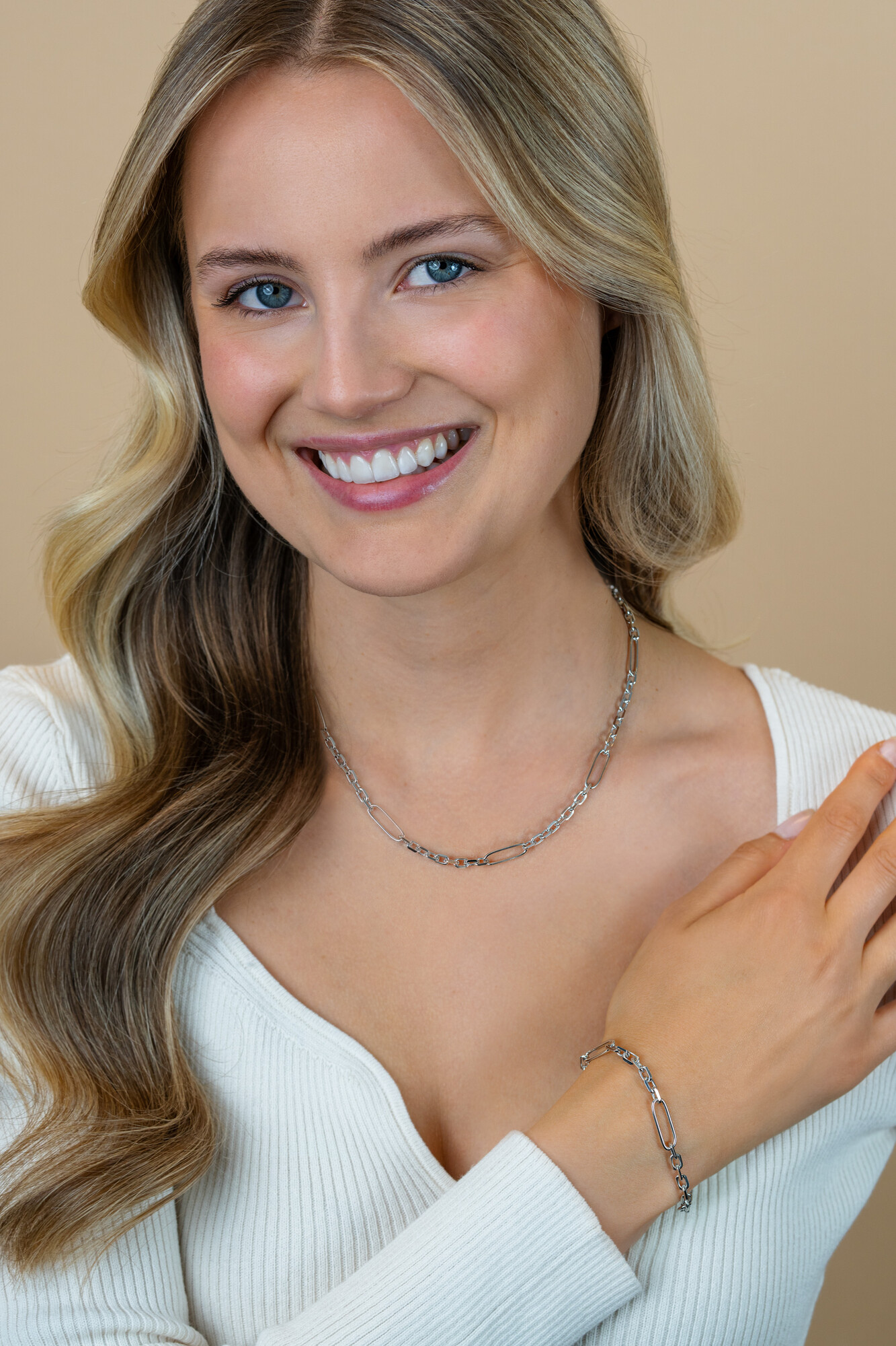 ZINZI zilveren schakelketting met vijf lange ovale schakels 5,5mm breed 43-47cm ZIC2711