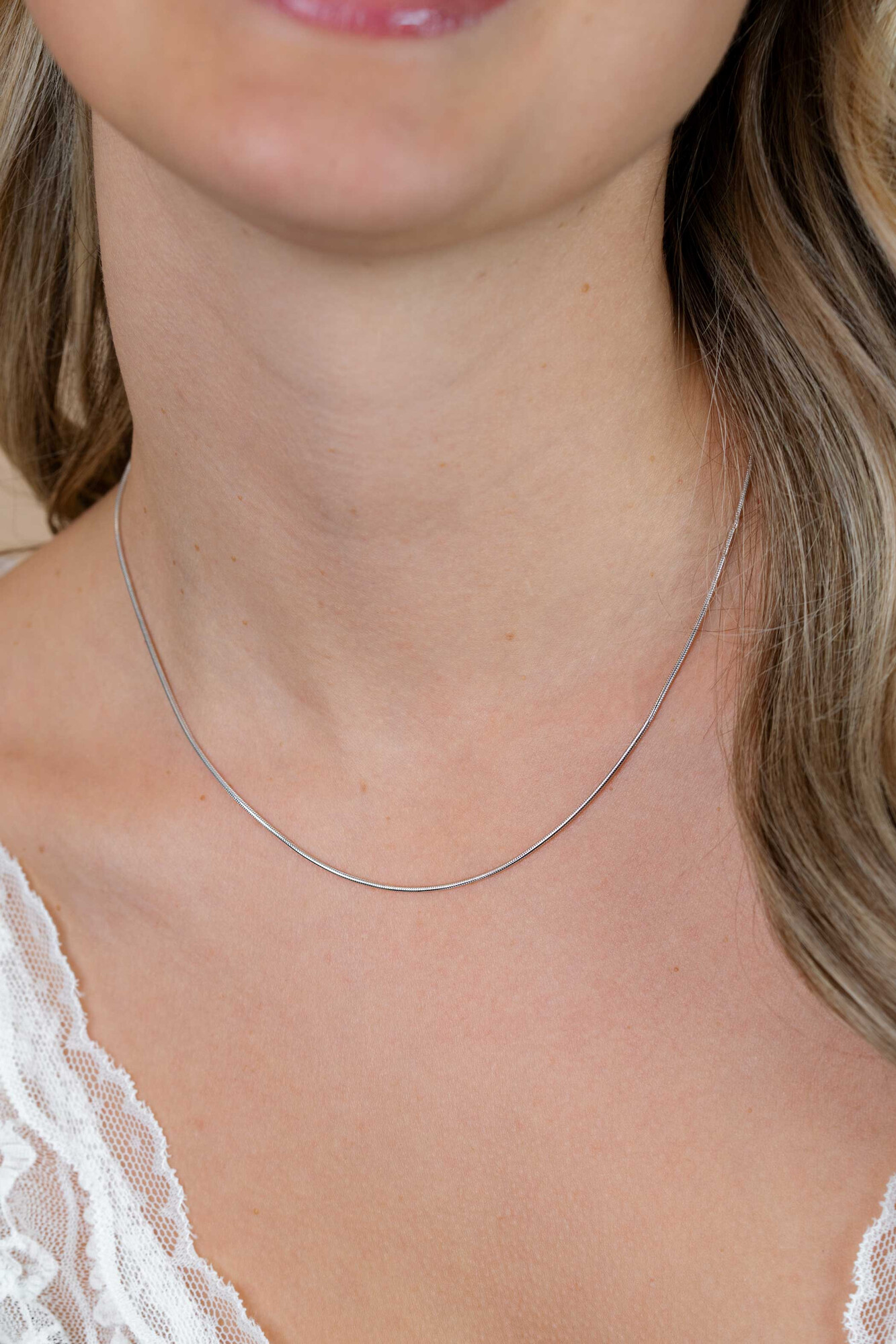 42cm Zinzi zilveren slangen collier 1mm breed ZISL42 