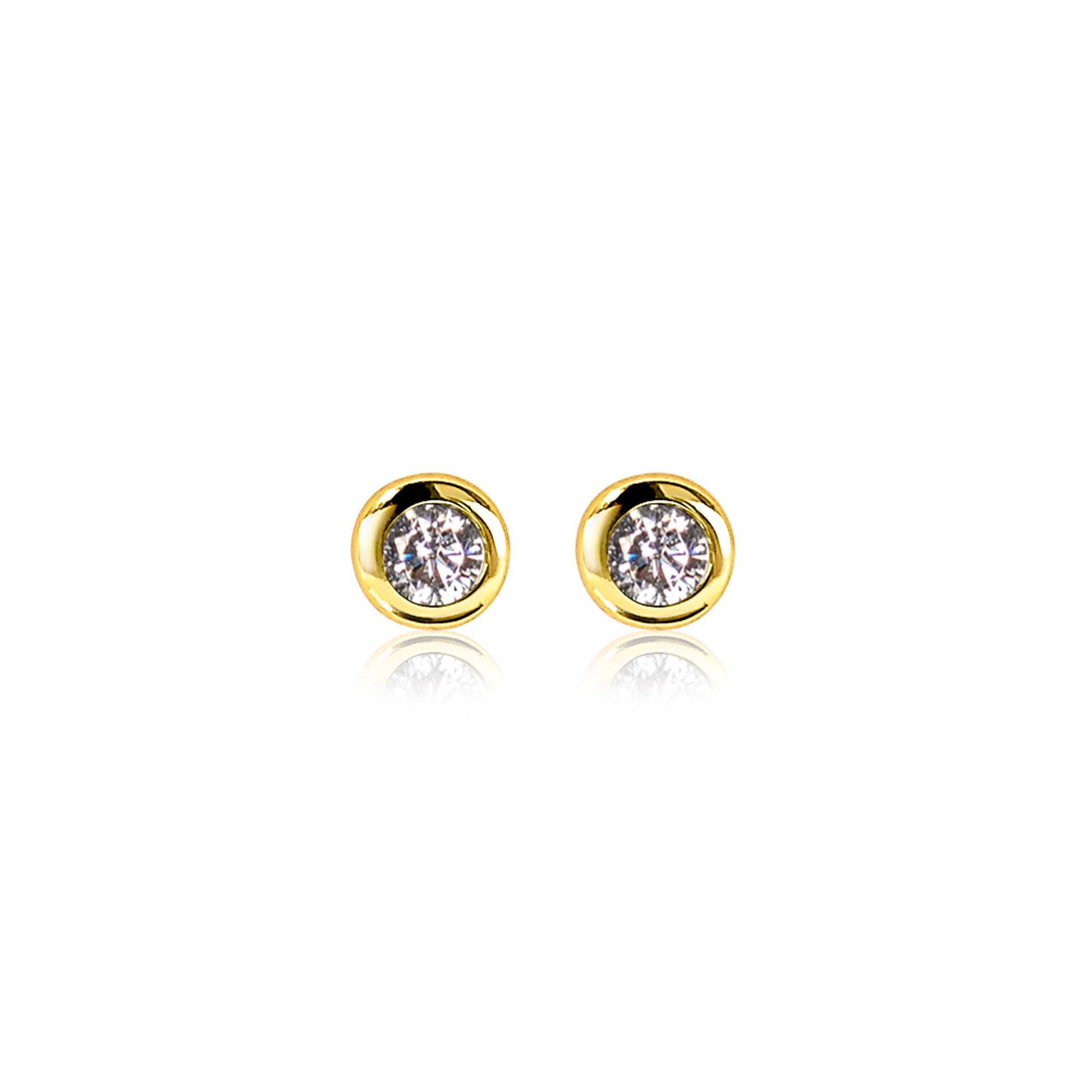 APRIL oorknoppen 4mm gold plated met geboortesteen diamant wit zirconia
