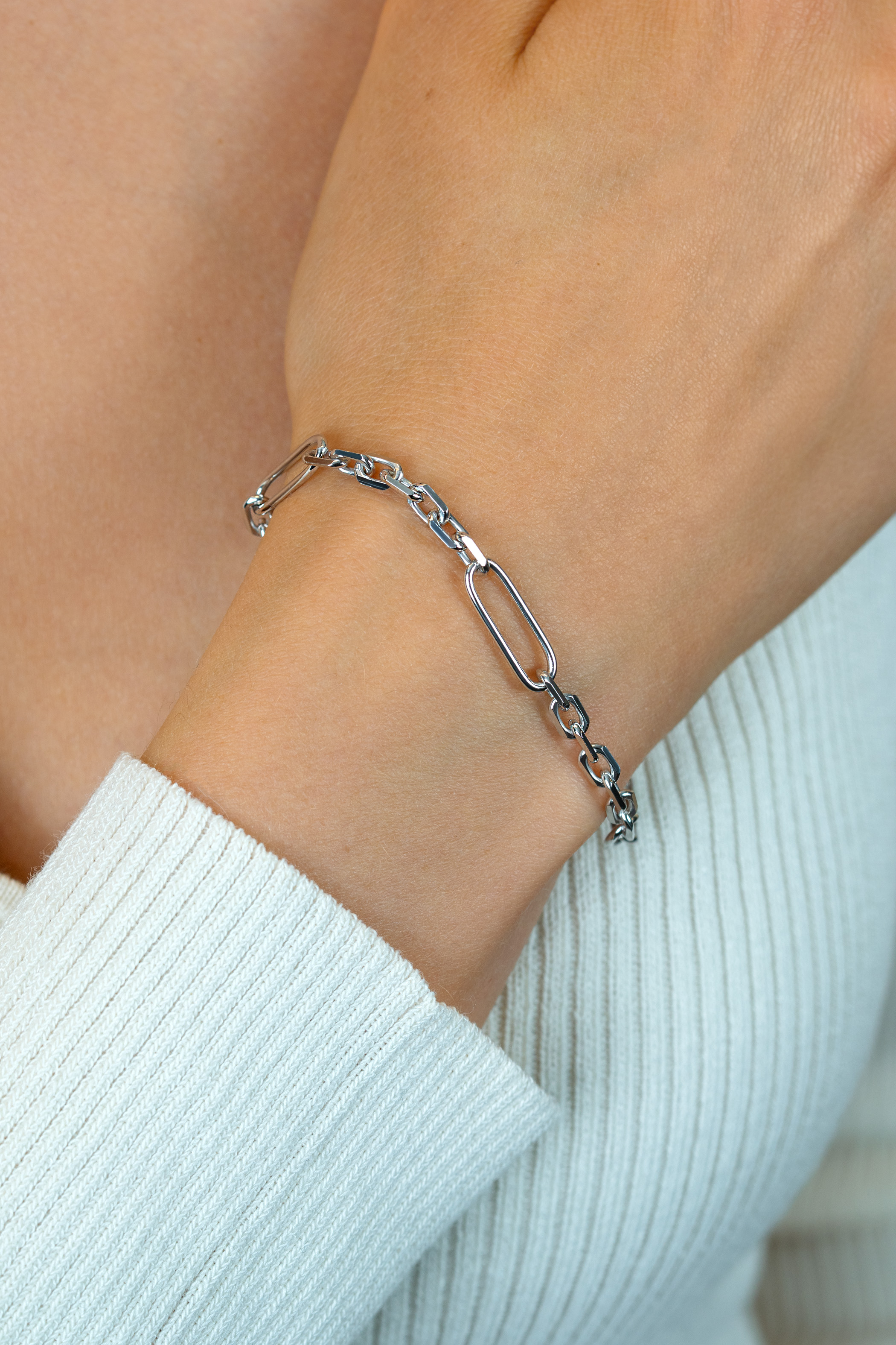 ZINZI zilveren schakelarmband met drie lange ovale schakels 5,5mm breed 18-21cm ZIA2711