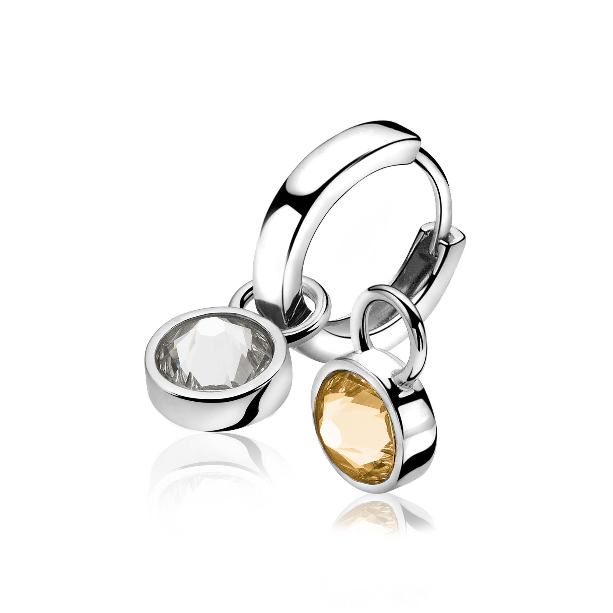 ZINZI zilveren oorbedels champagne wit ZICH1006C (zonder oorringen)