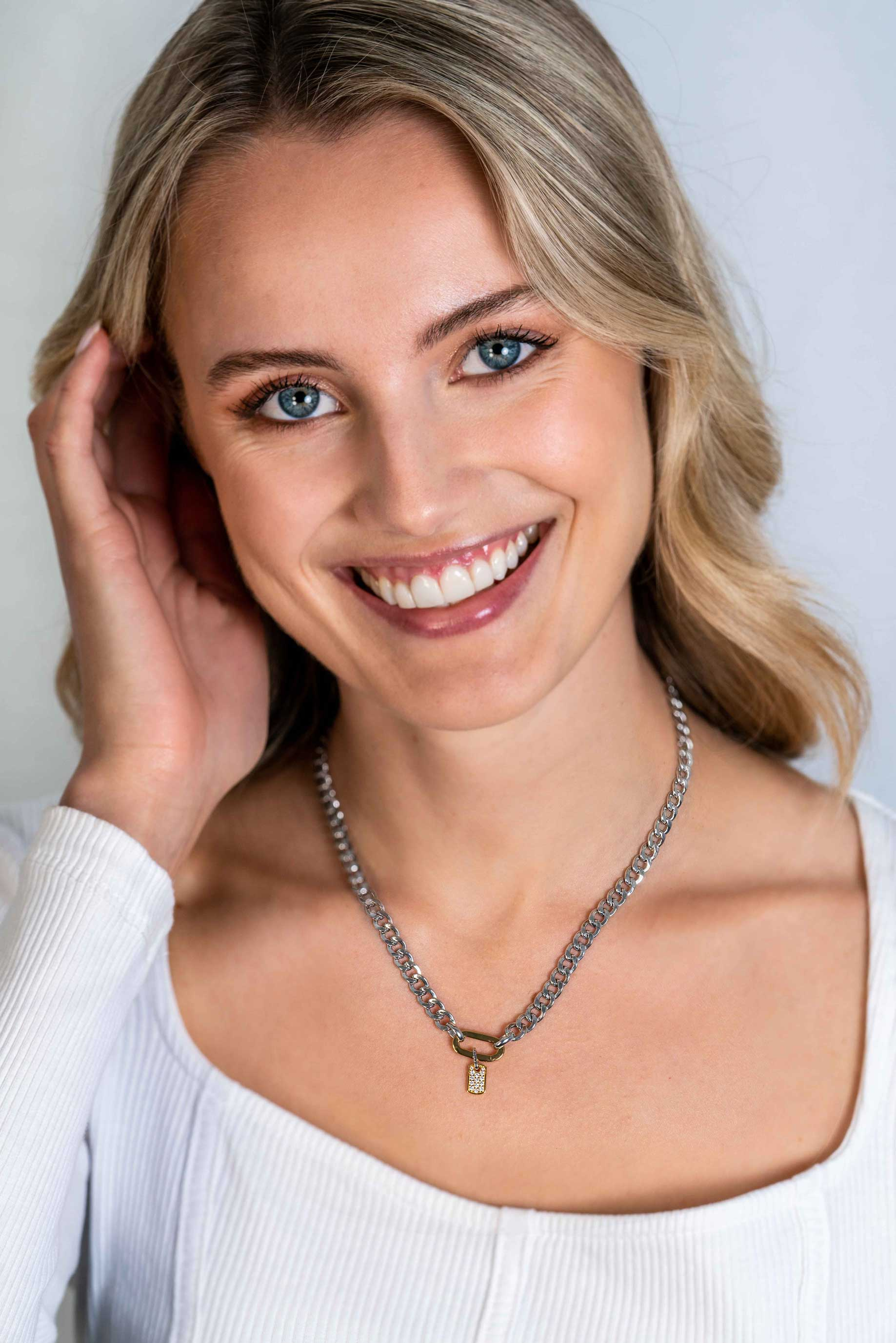 ZINZI zilveren brede gourmet ketting 42cm met ovale sluitring in 14K geel verguld ZIC2378