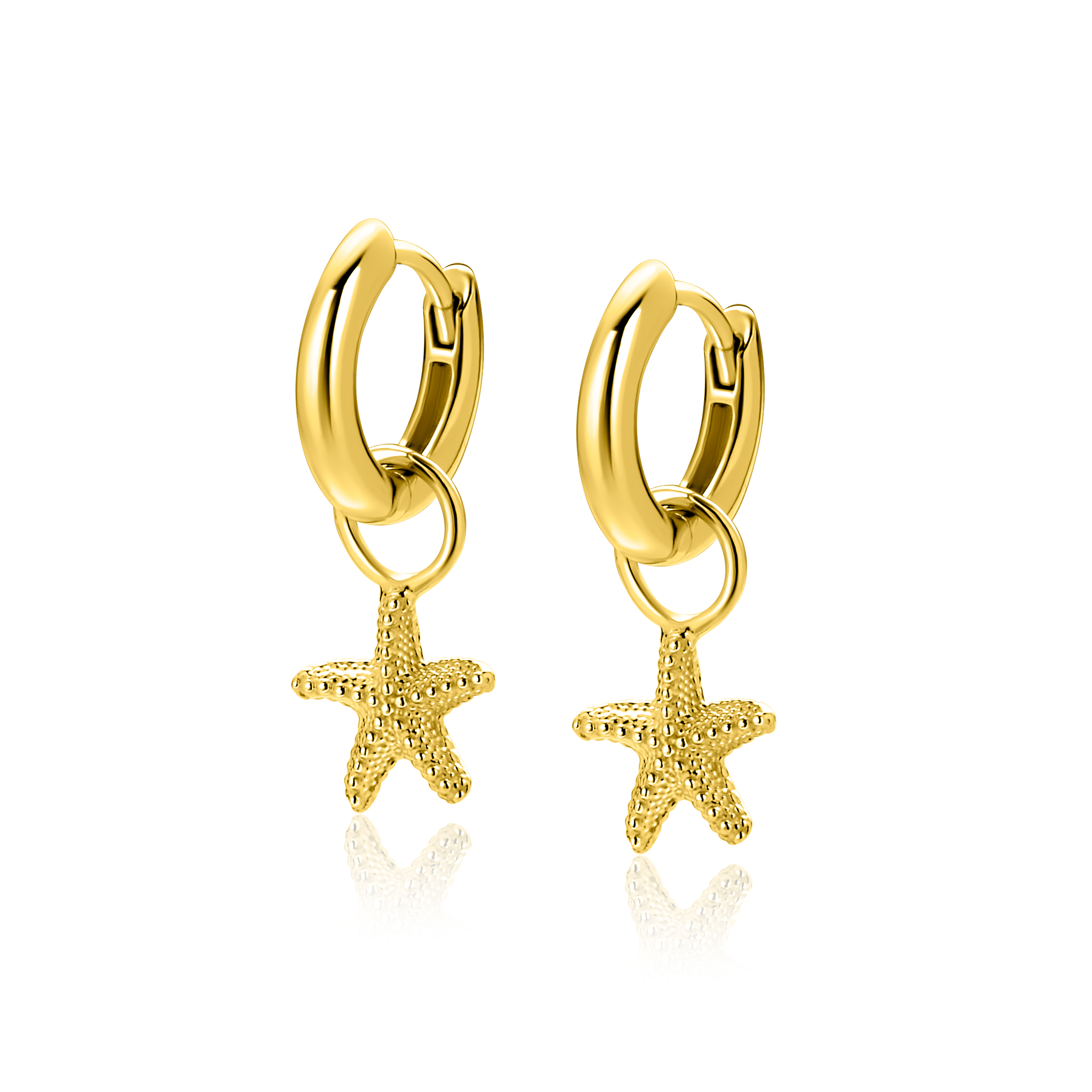 8mm ZINZI gold plated zilveren oorbedels zeester ZICH2731 (zonder oorringen)