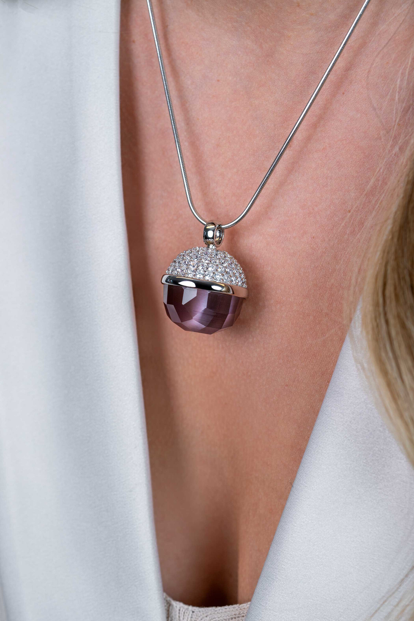 Zinzi zilveren hanger paars ZIH623P