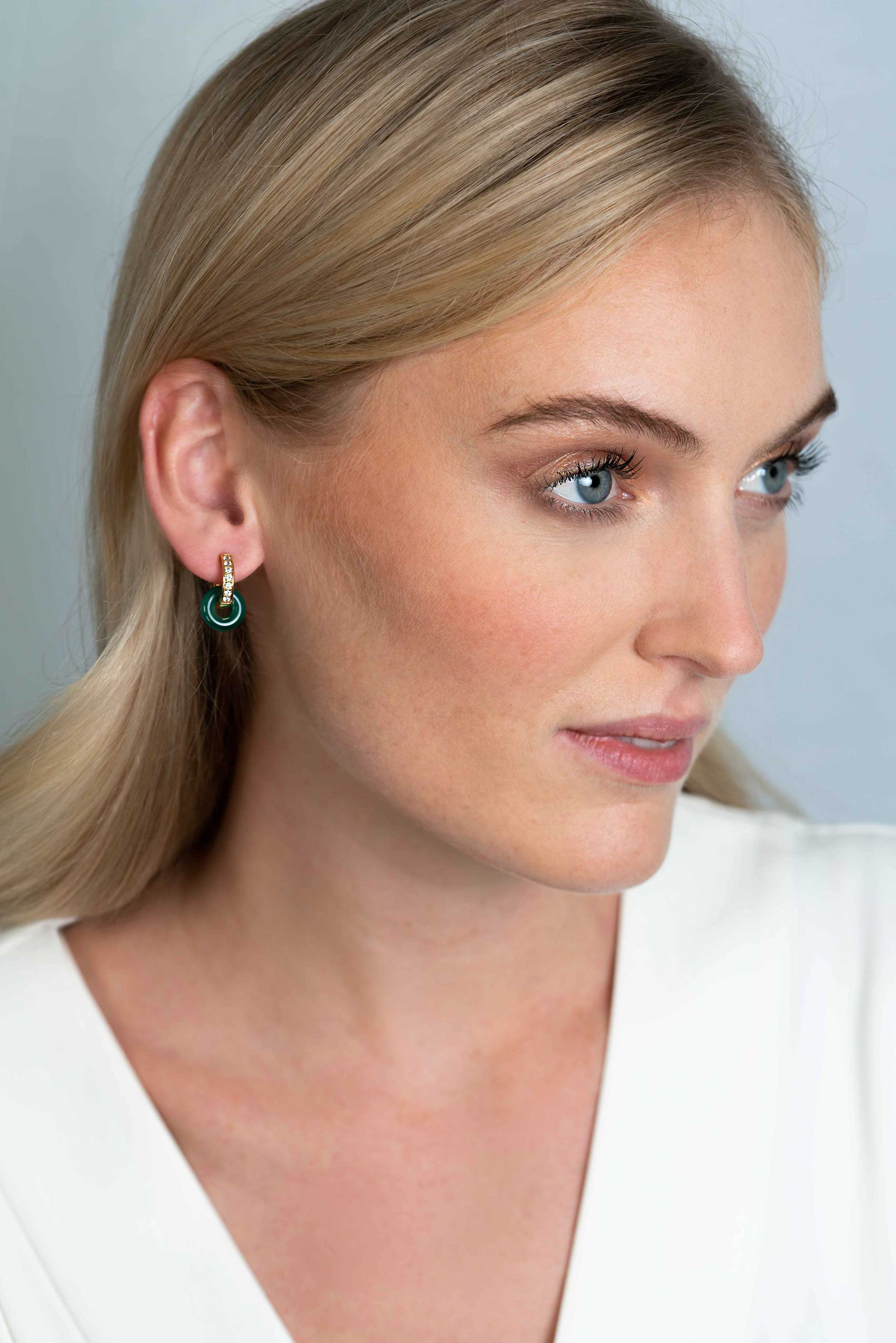 ZINZI oorbedels rond 12mm groen agaat ZICH2274G (zonder oorringen)