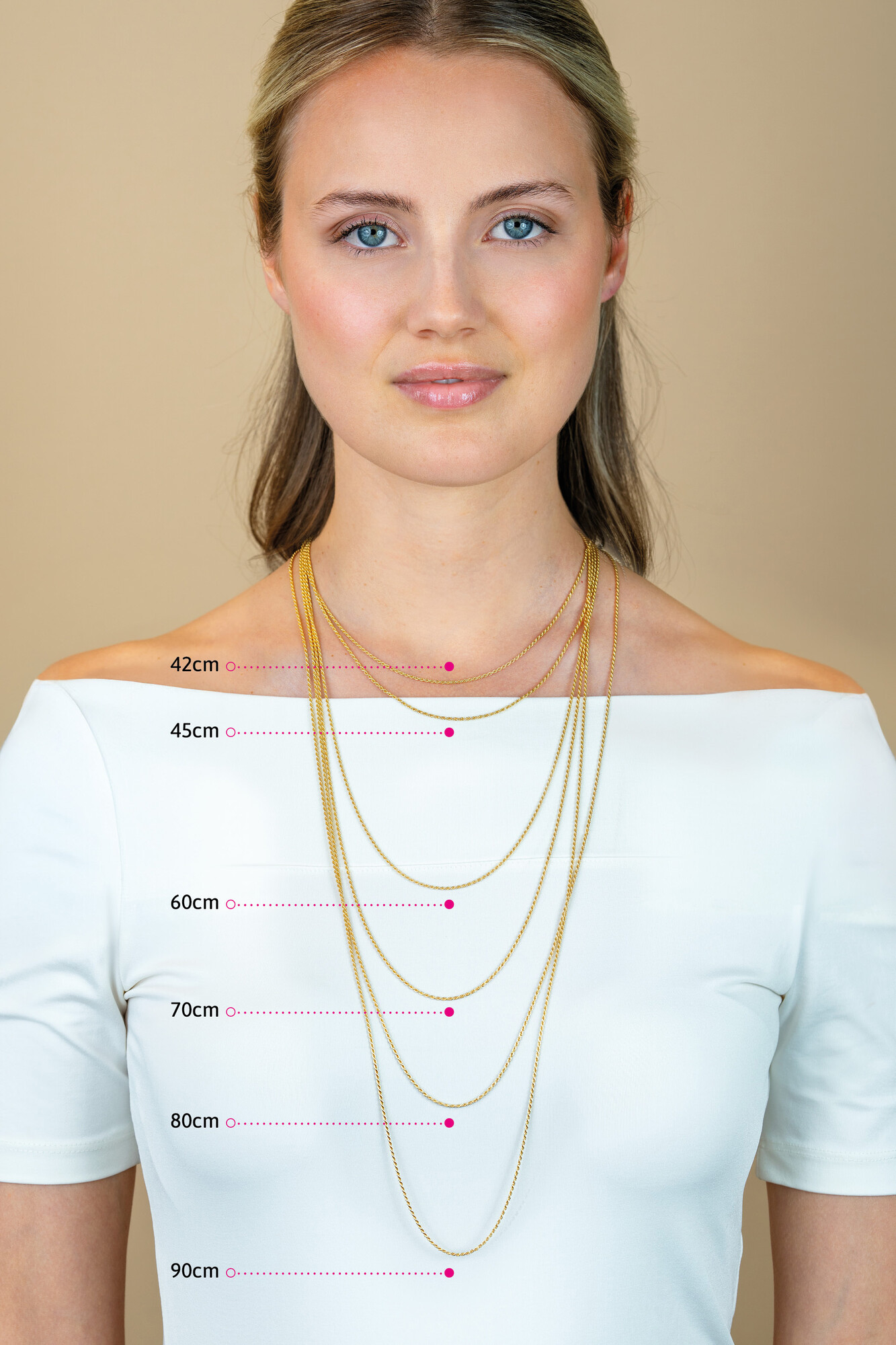 70cm ZINZI gold plated zilveren figaro ketting ZILC-F70G