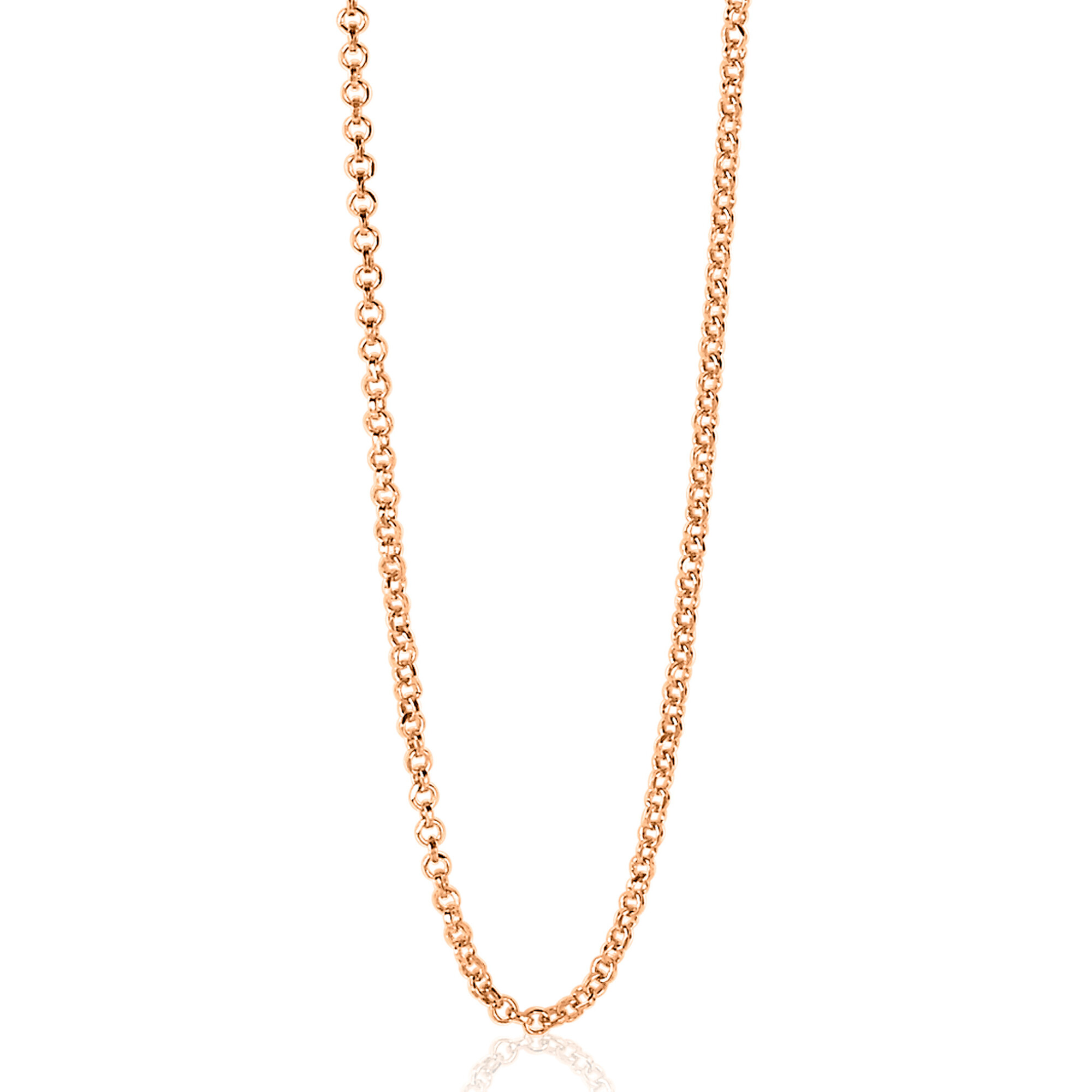 45cm ZINZI zilveren jasseron ketting rosé verguld ZILC-J45R