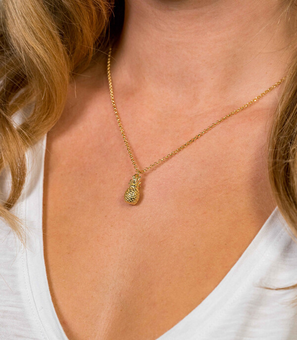 ZINZI zilveren ketting geel verguld ananas 42-45cm ZIC1699G