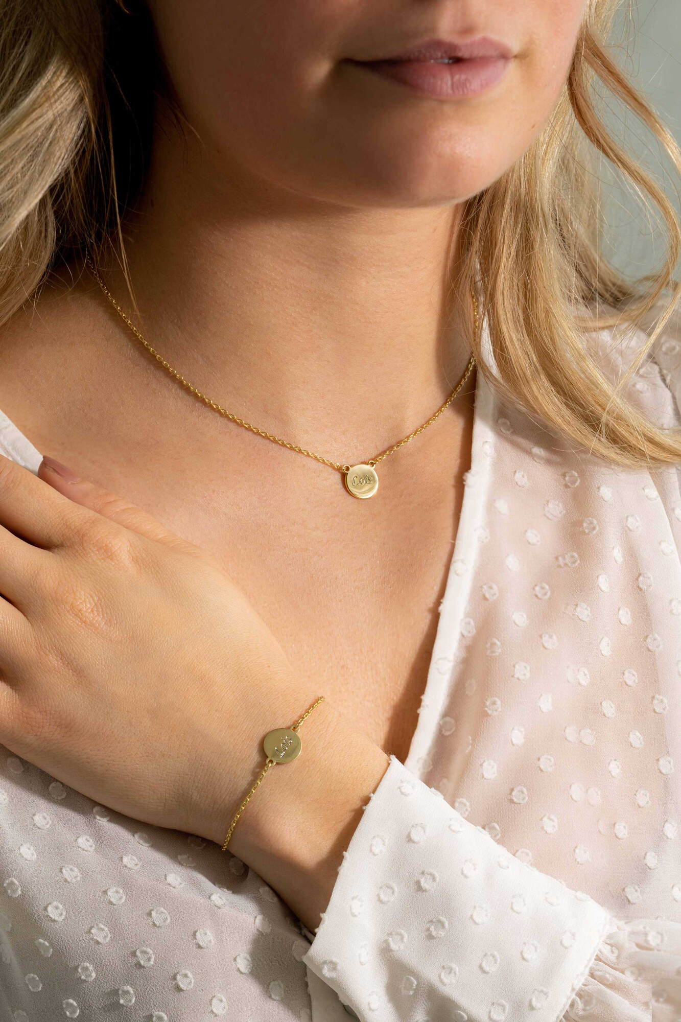 ZINZI gold plated zilveren armband met rond plaatje 15mm om te graveren 17-20cm ZIA2345G