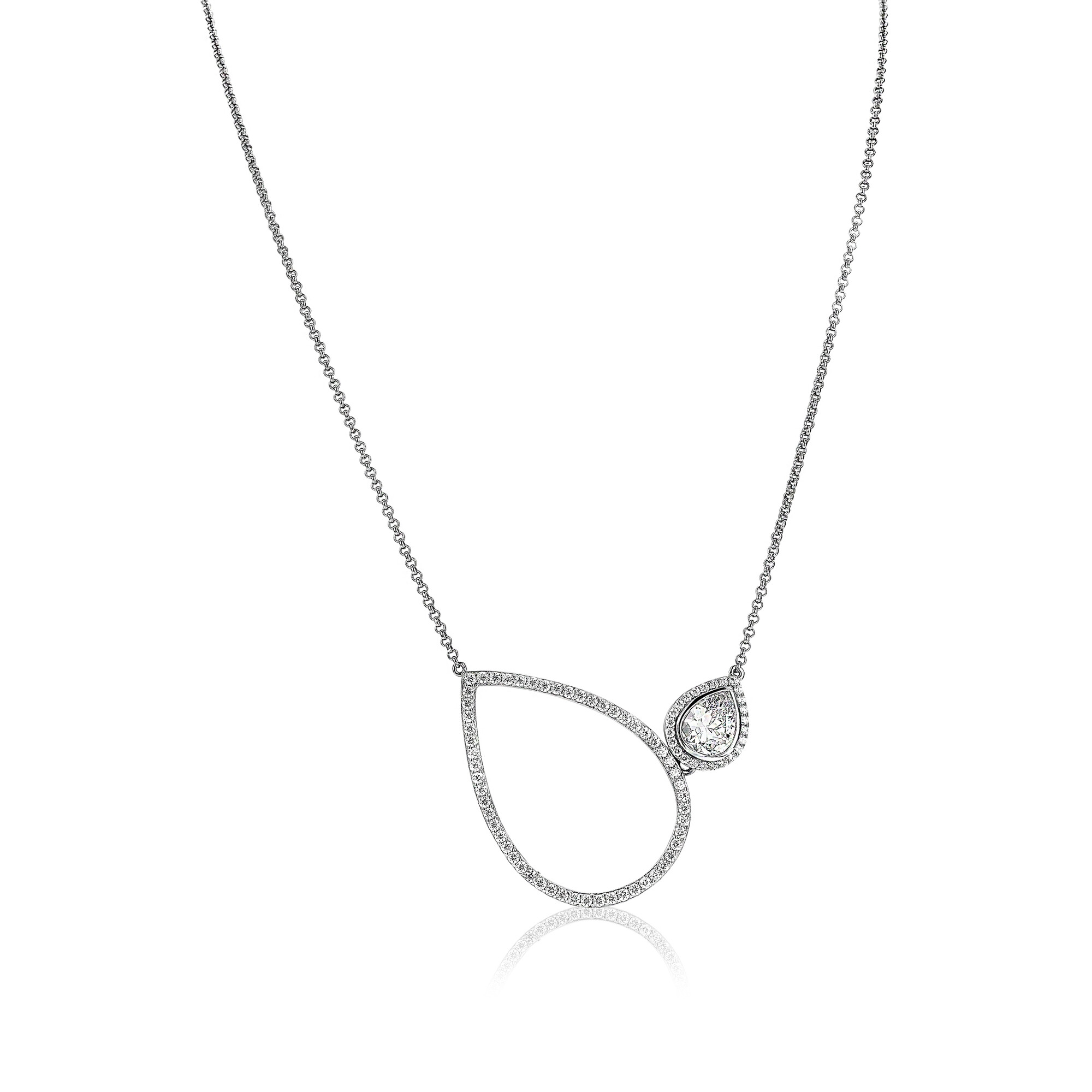 ZINZI zilveren collier druppelvormen wit 43cm ZIC1303
